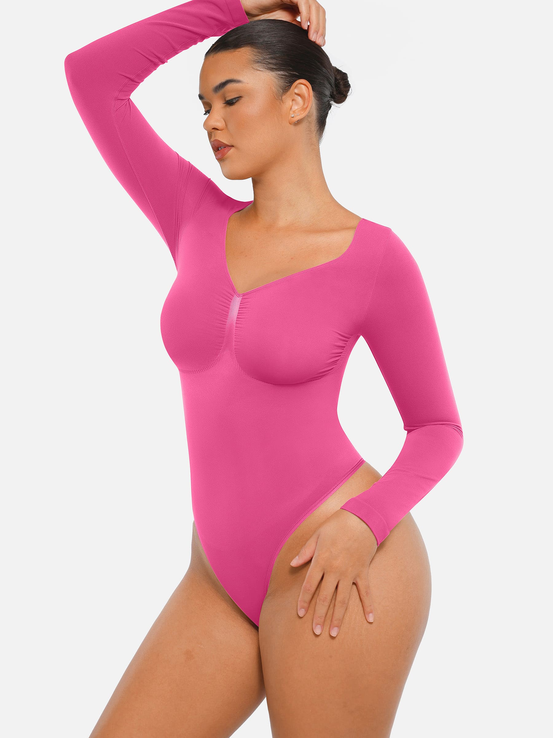 Shapevive Seamless Long Sleeve Tummy Control Thong Bodysuit