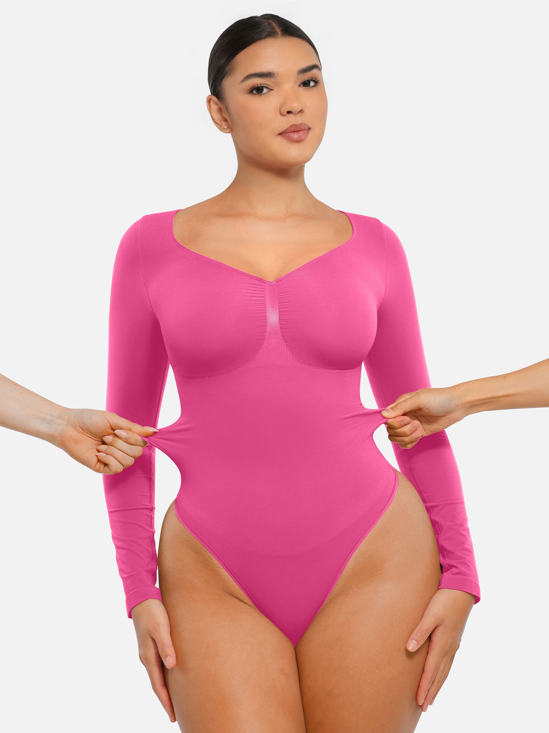 Shapevive Seamless Long Sleeve Tummy Control Thong Bodysuit