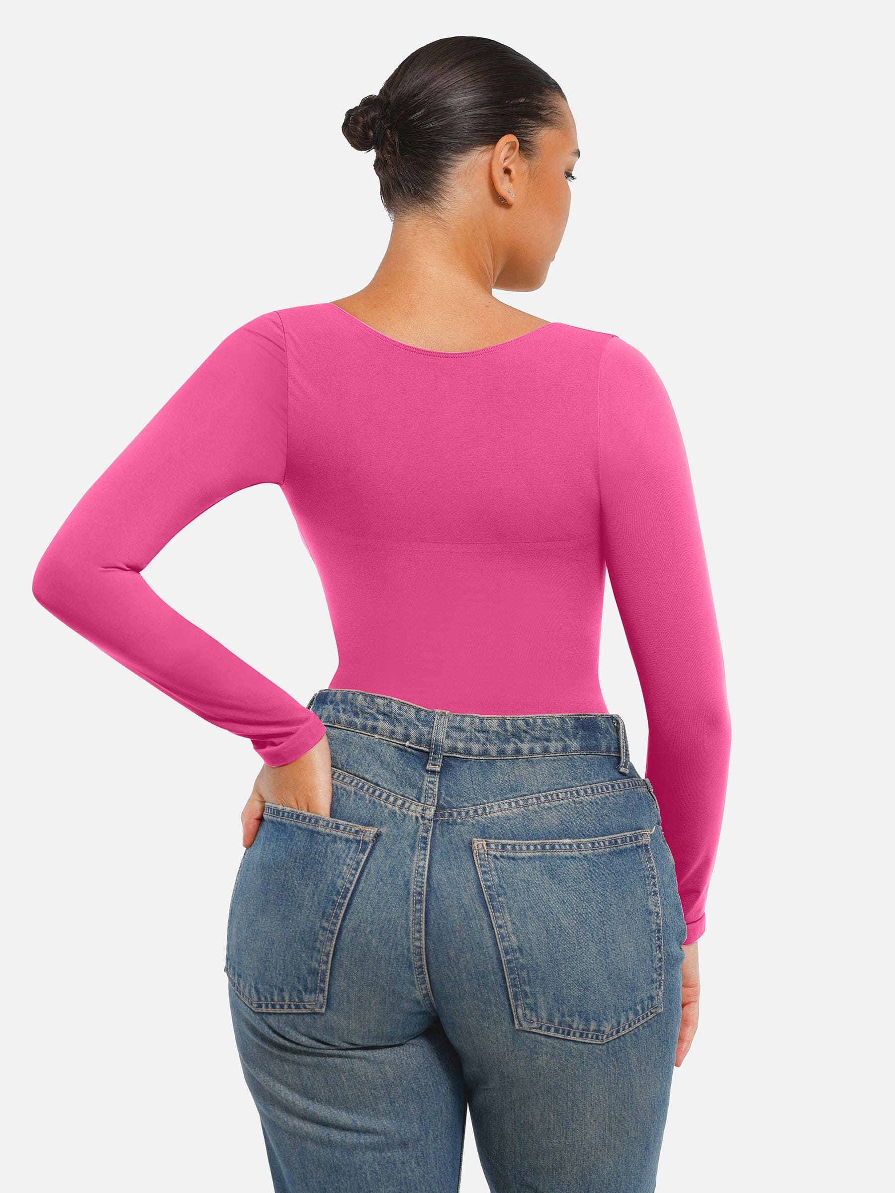 Shapevive Seamless Long Sleeve Tummy Control Thong Bodysuit