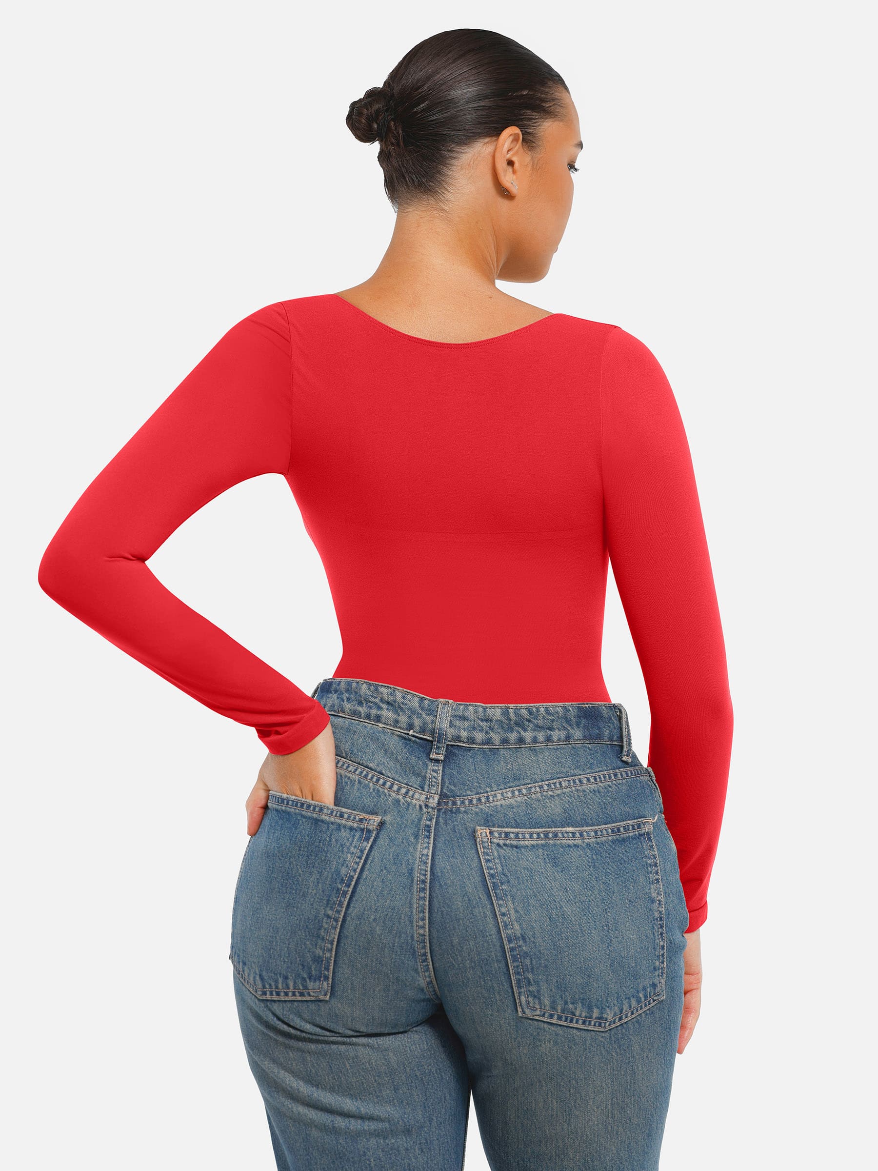 Shapevive Seamless Long Sleeve Tummy Control Thong Bodysuit