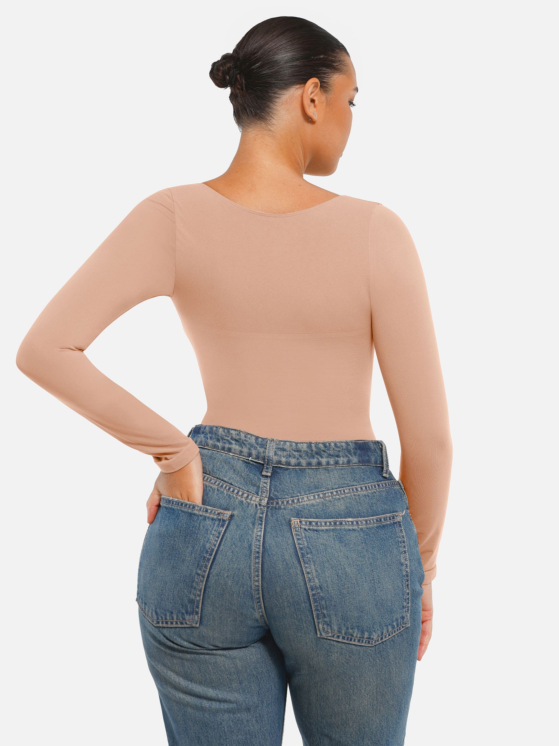 Shapevive Seamless Long Sleeve Tummy Control Thong Bodysuit