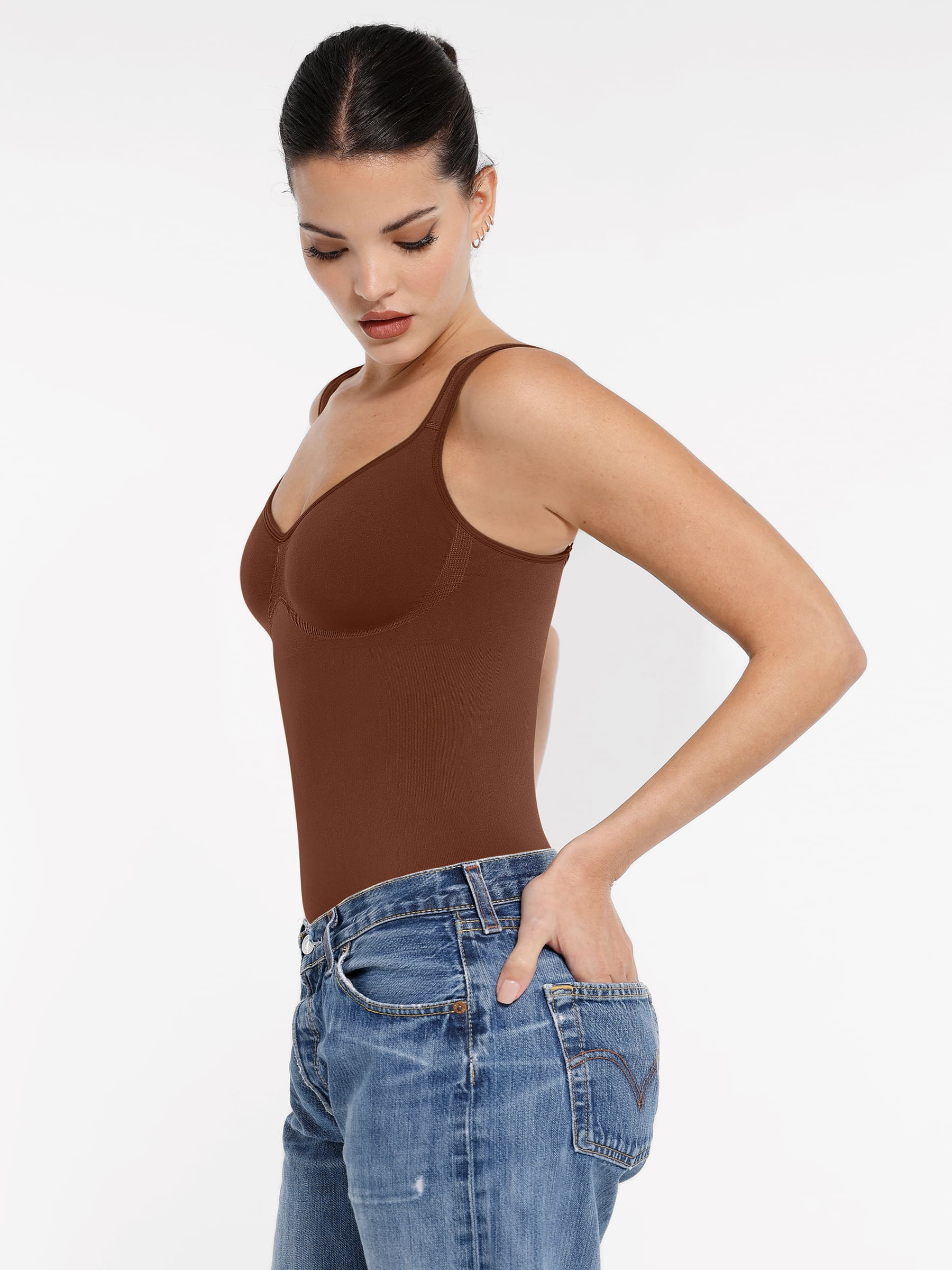 Shapevive Seamless Sculpting Diamond Neck Thong Bodysuit