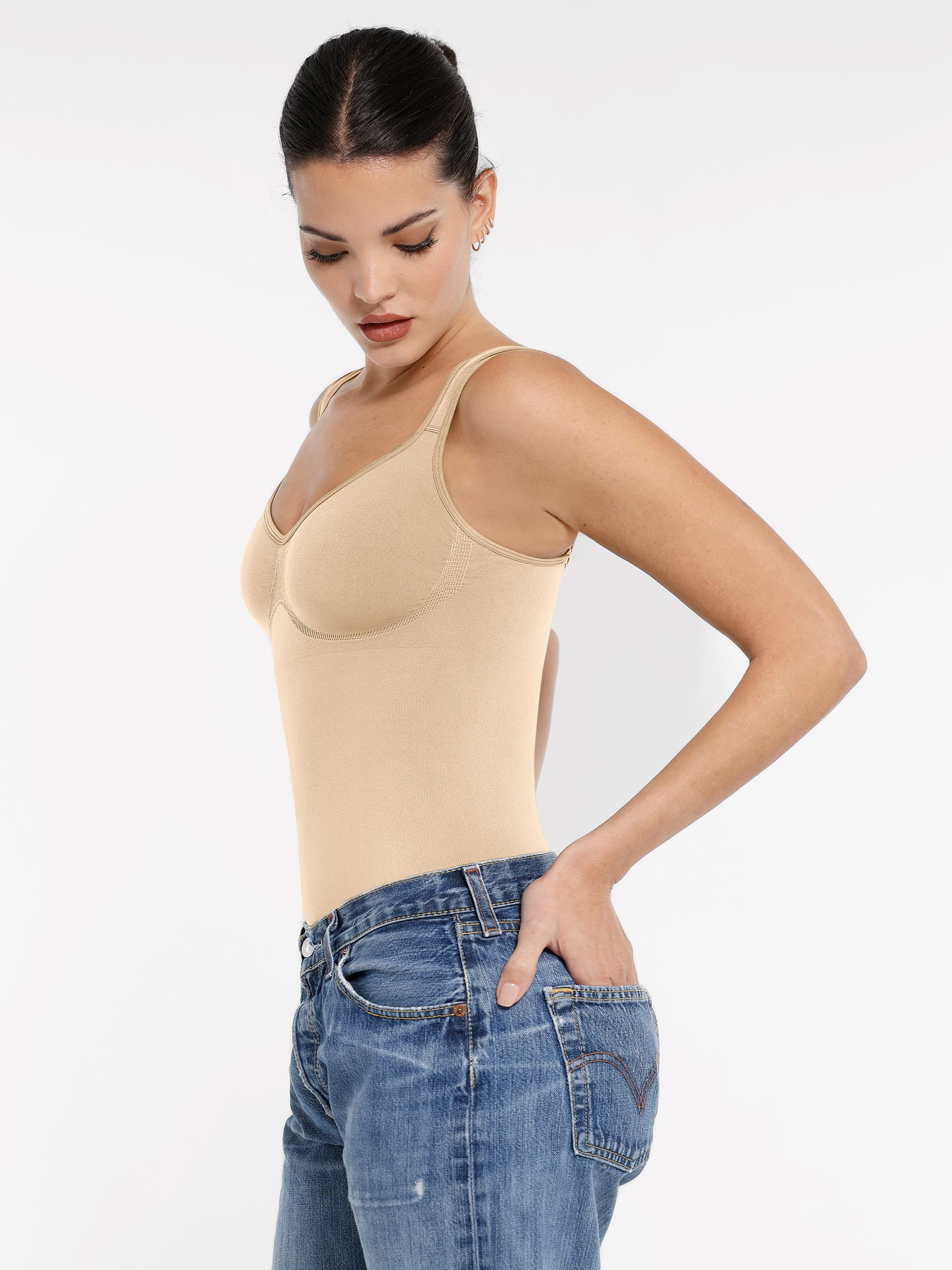 Shapevive Seamless Sculpting Diamond Neck Thong Bodysuit