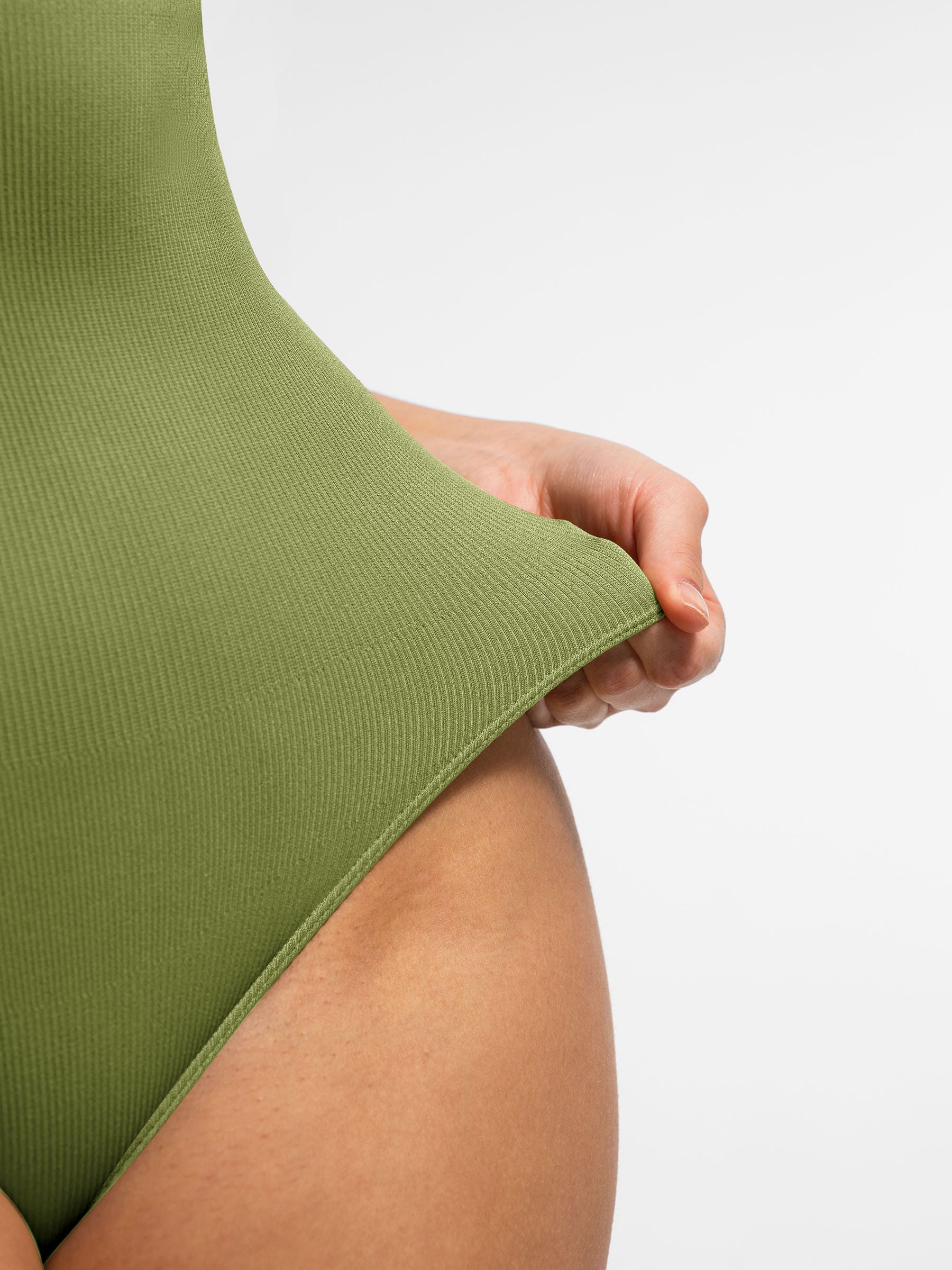 Shapevive Ribbed Seamless Bodysuit with Crew Neck and Invisible Zip
