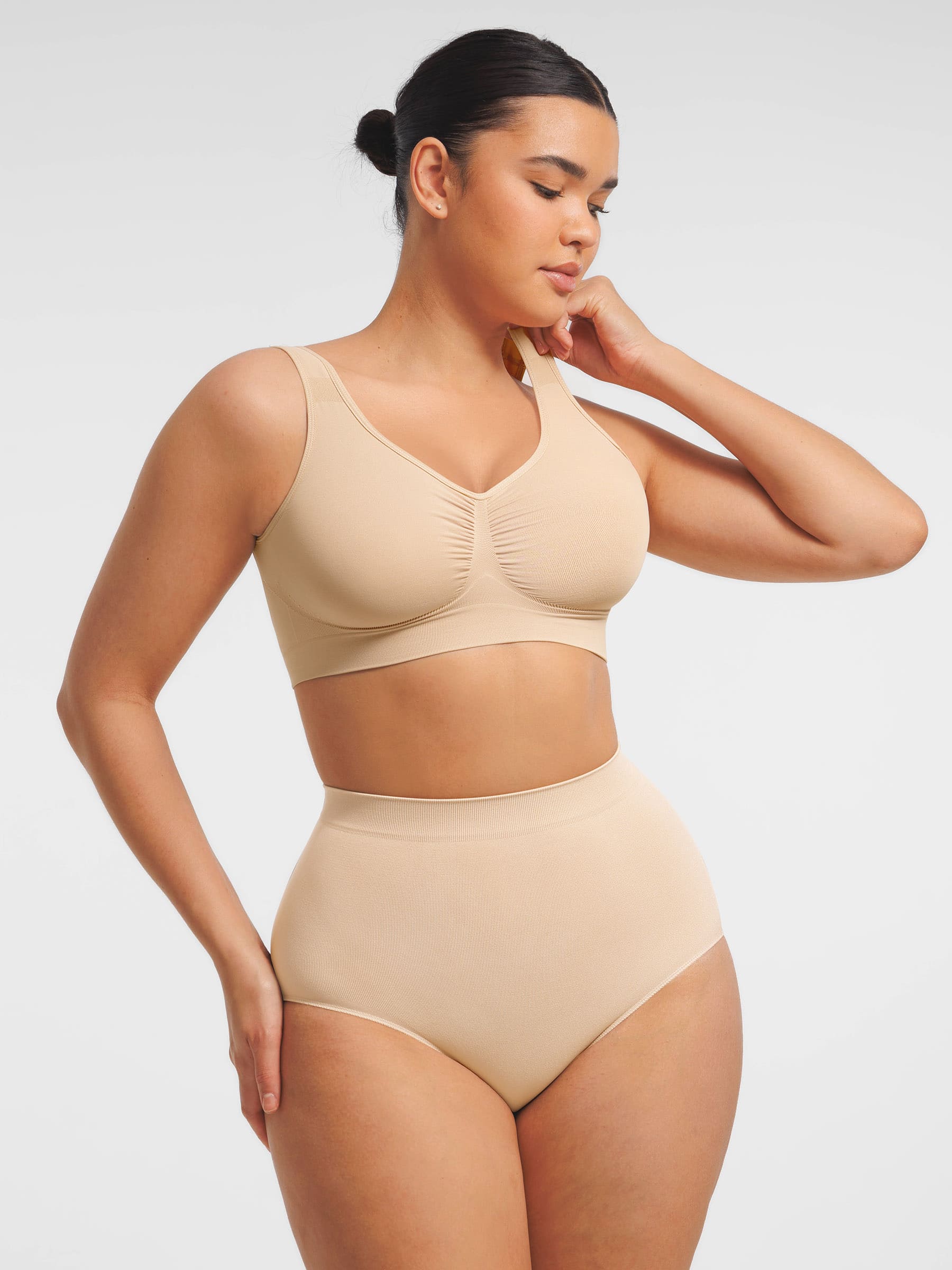 Shapevive Seamless Wide Straps Bra & Seamless Tummy Control Brief Set