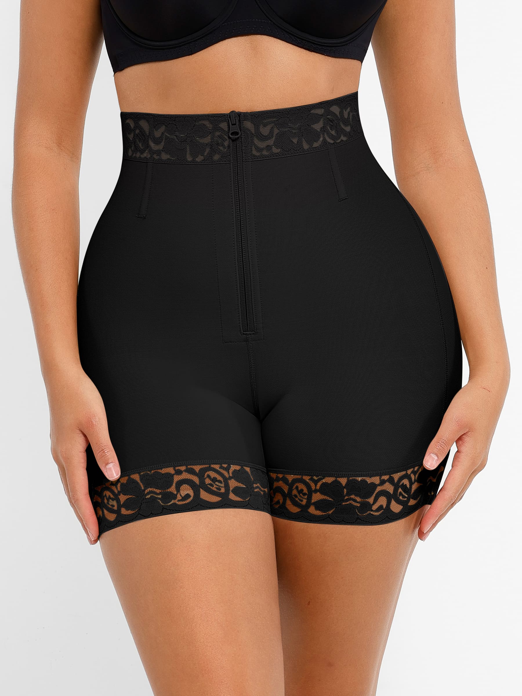 Shapevive Tummy Control Shaping Shorts Butt Lifter with Clasps and Zipper