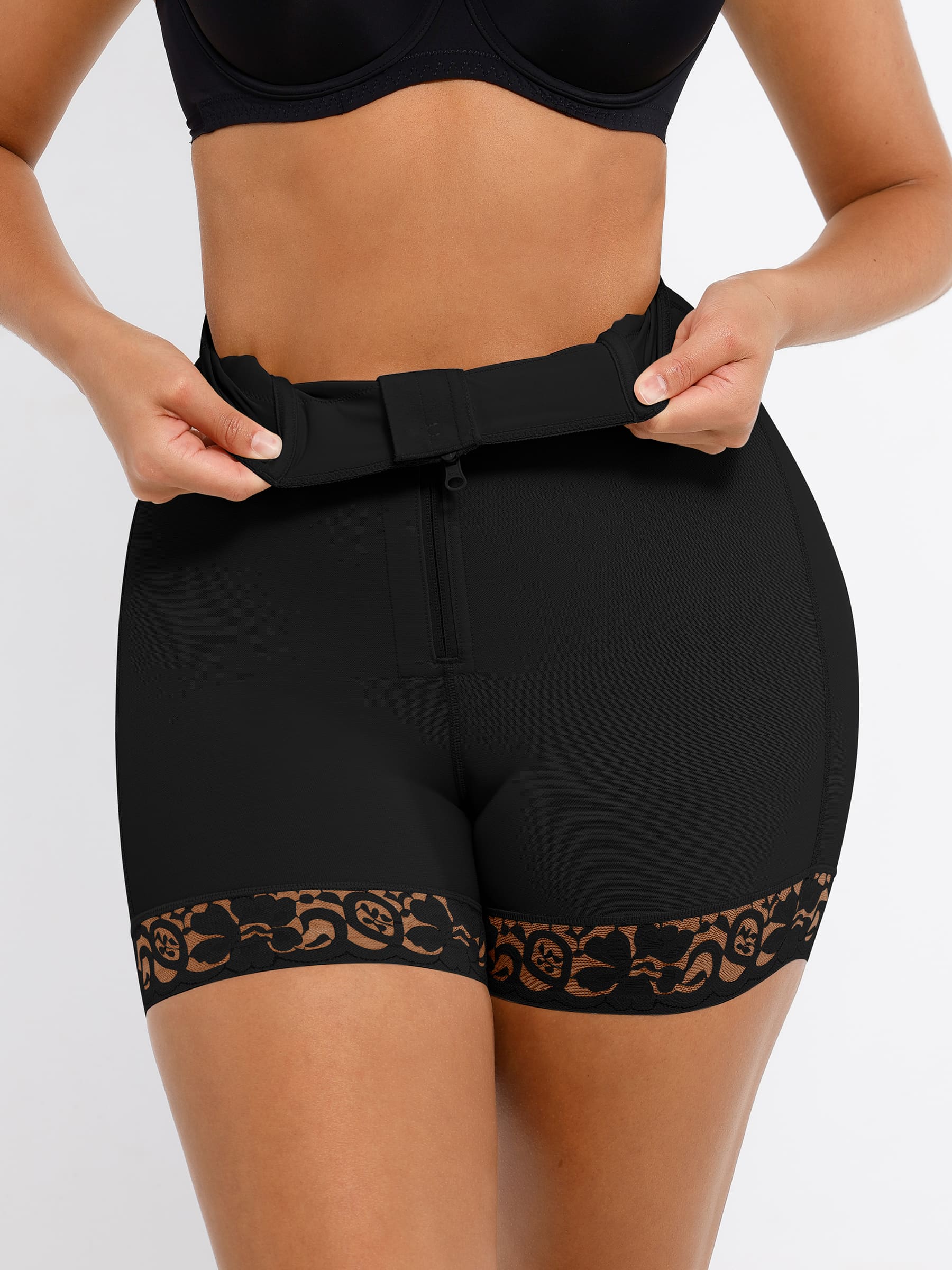 Shapevive Tummy Control Shaping Shorts Butt Lifter with Clasps and Zipper