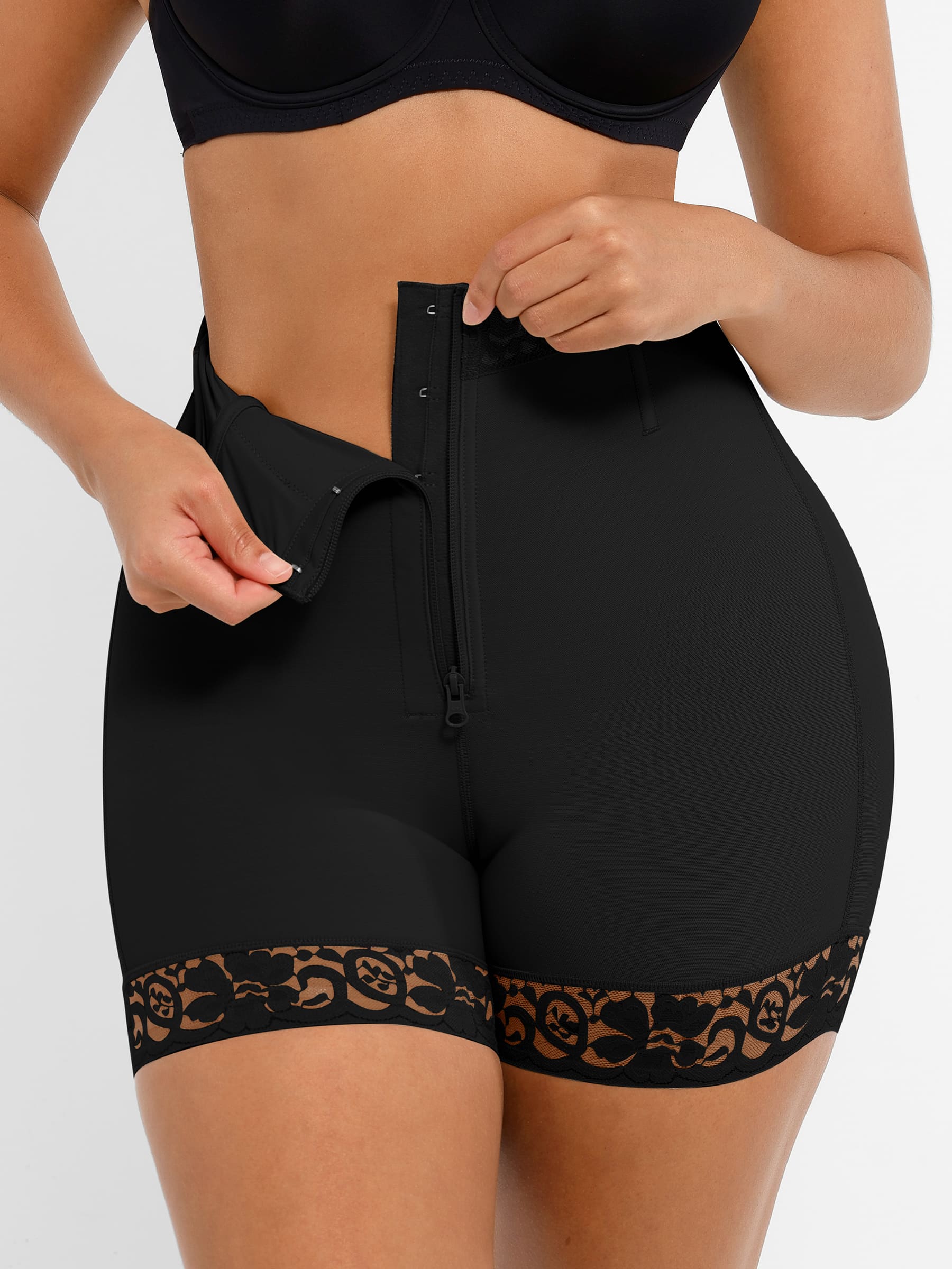 Shapevive Tummy Control Shaping Shorts Butt Lifter with Clasps and Zipper