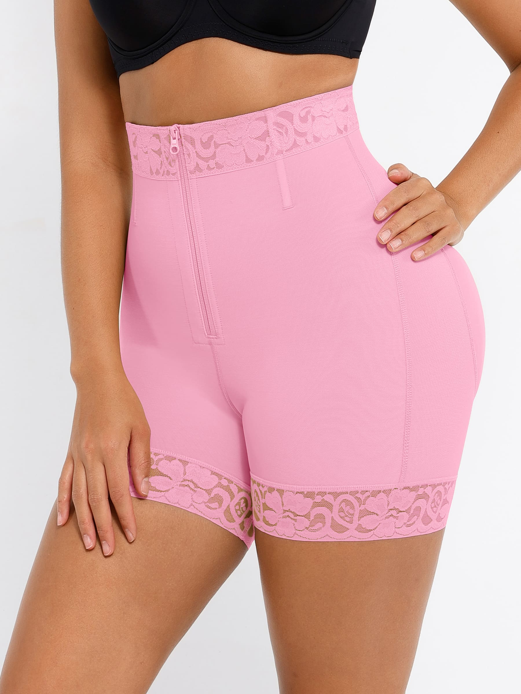 Shapevive Tummy Control Shaping Shorts Butt Lifter with Clasps and Zipper