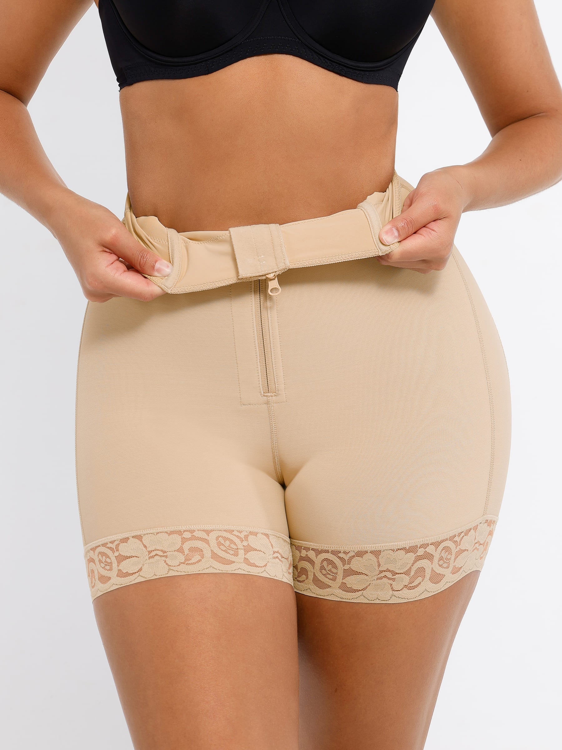 Shapevive Tummy Control Shaping Shorts Butt Lifter with Clasps and Zipper