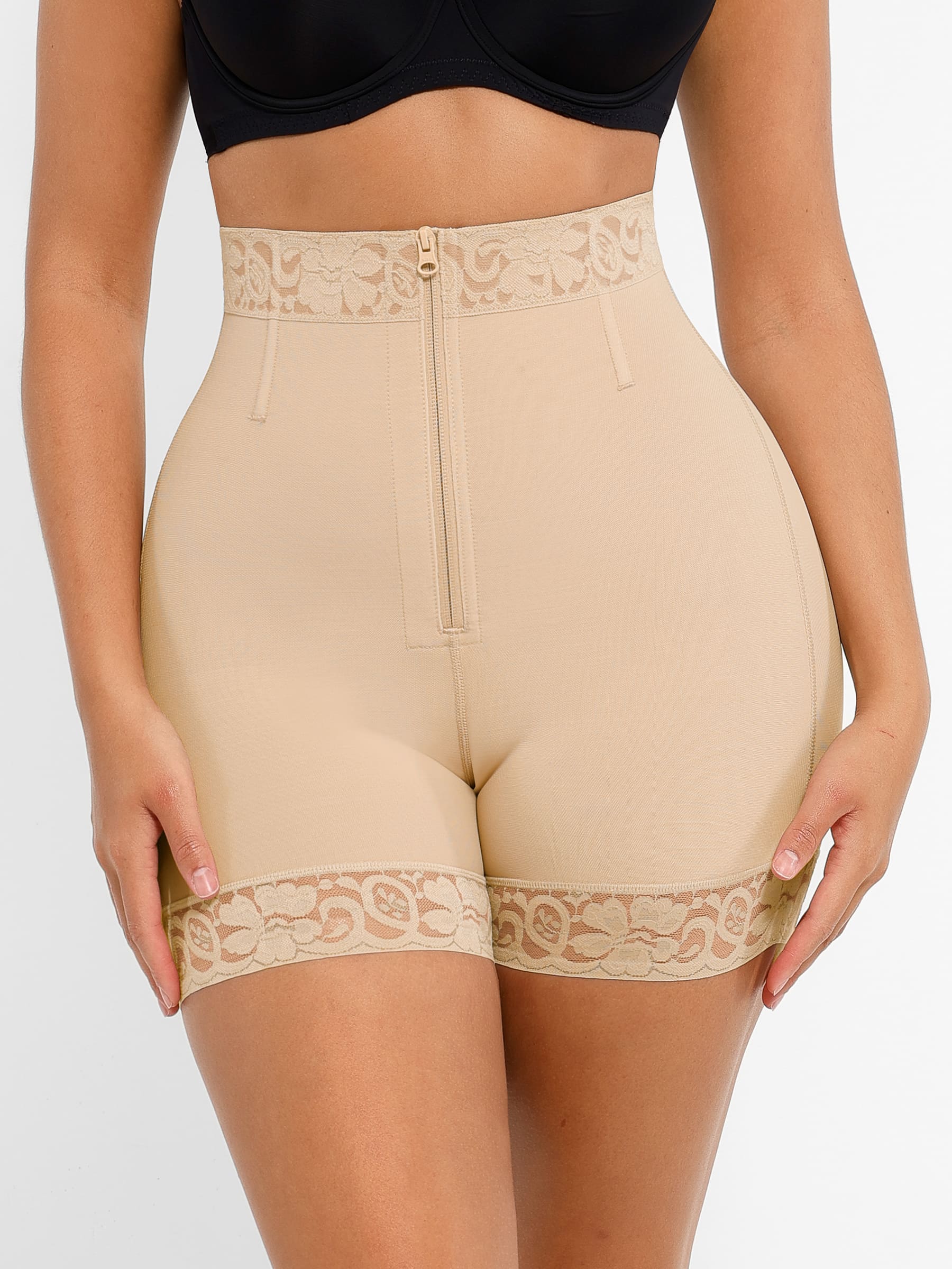 Shapevive Tummy Control Shaping Shorts Butt Lifter with Clasps and Zipper