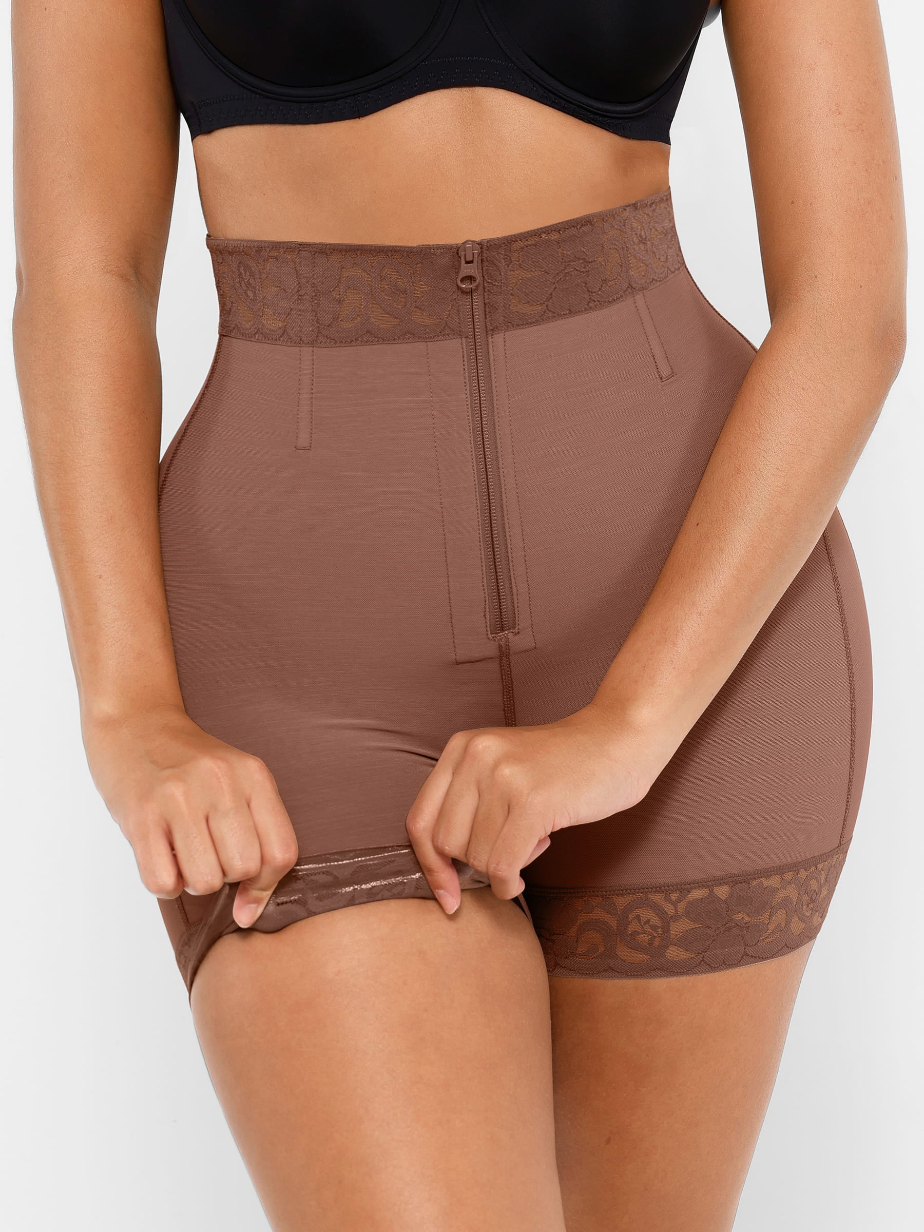 Shapevive Tummy Control Shaping Shorts Butt Lifter with Clasps and Zipper
