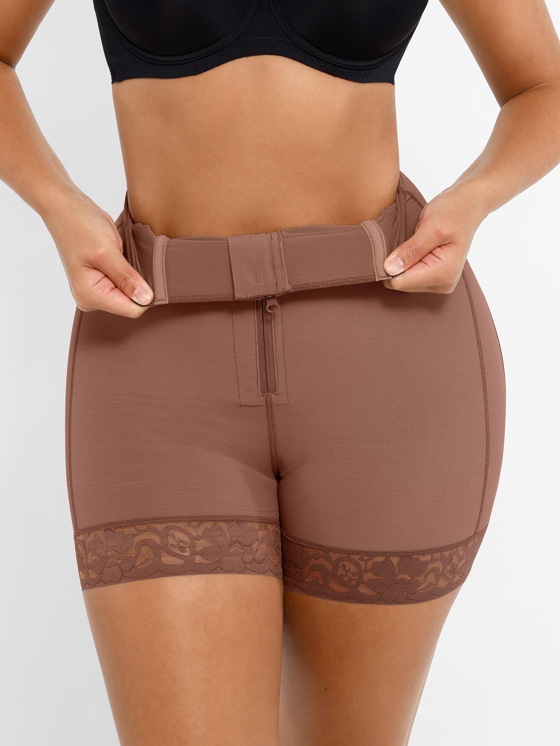 Shapevive Tummy Control Shaping Shorts Butt Lifter with Clasps and Zipper