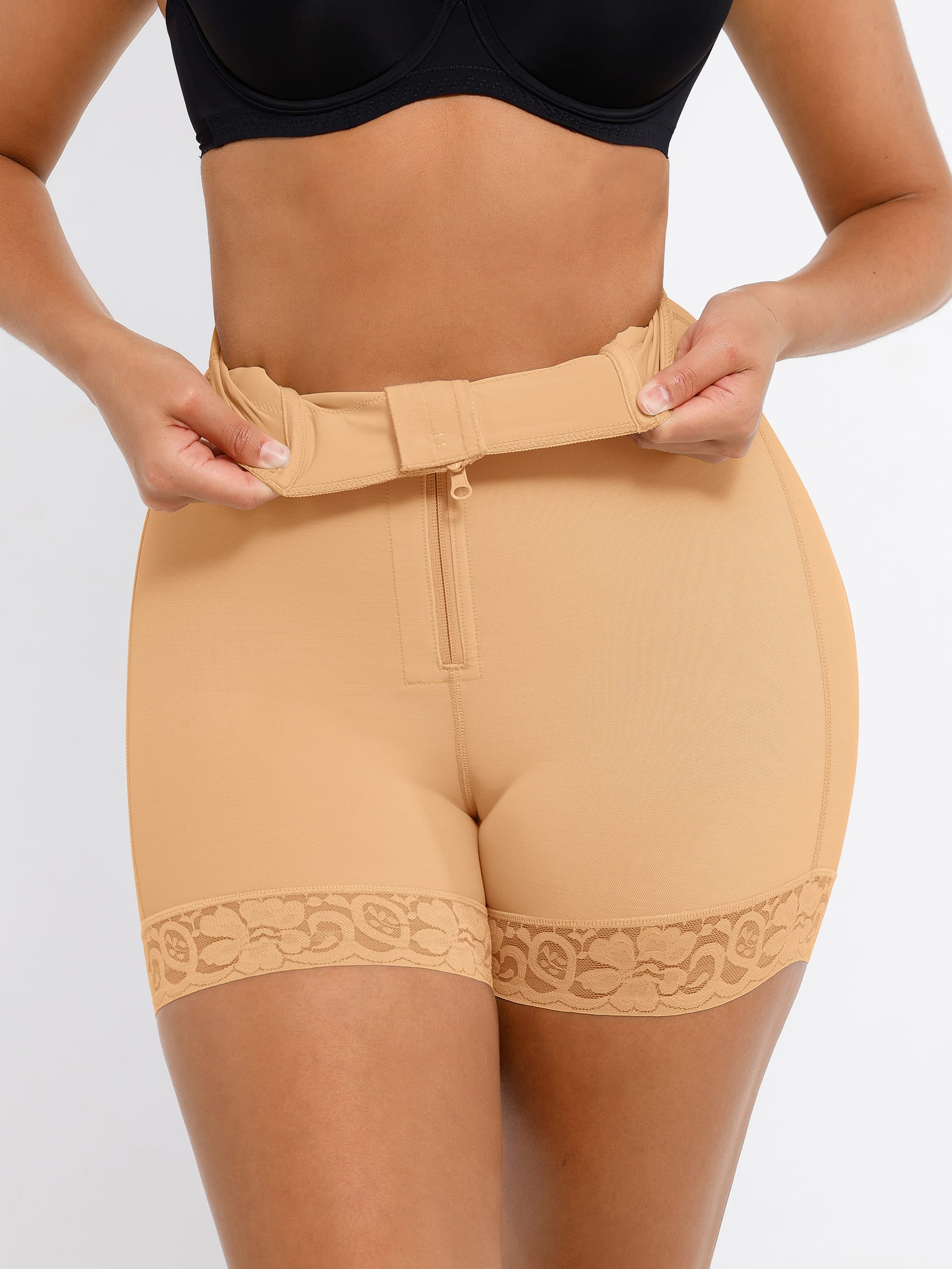 Shapevive Tummy Control Shaping Shorts Butt Lifter with Clasps and Zipper