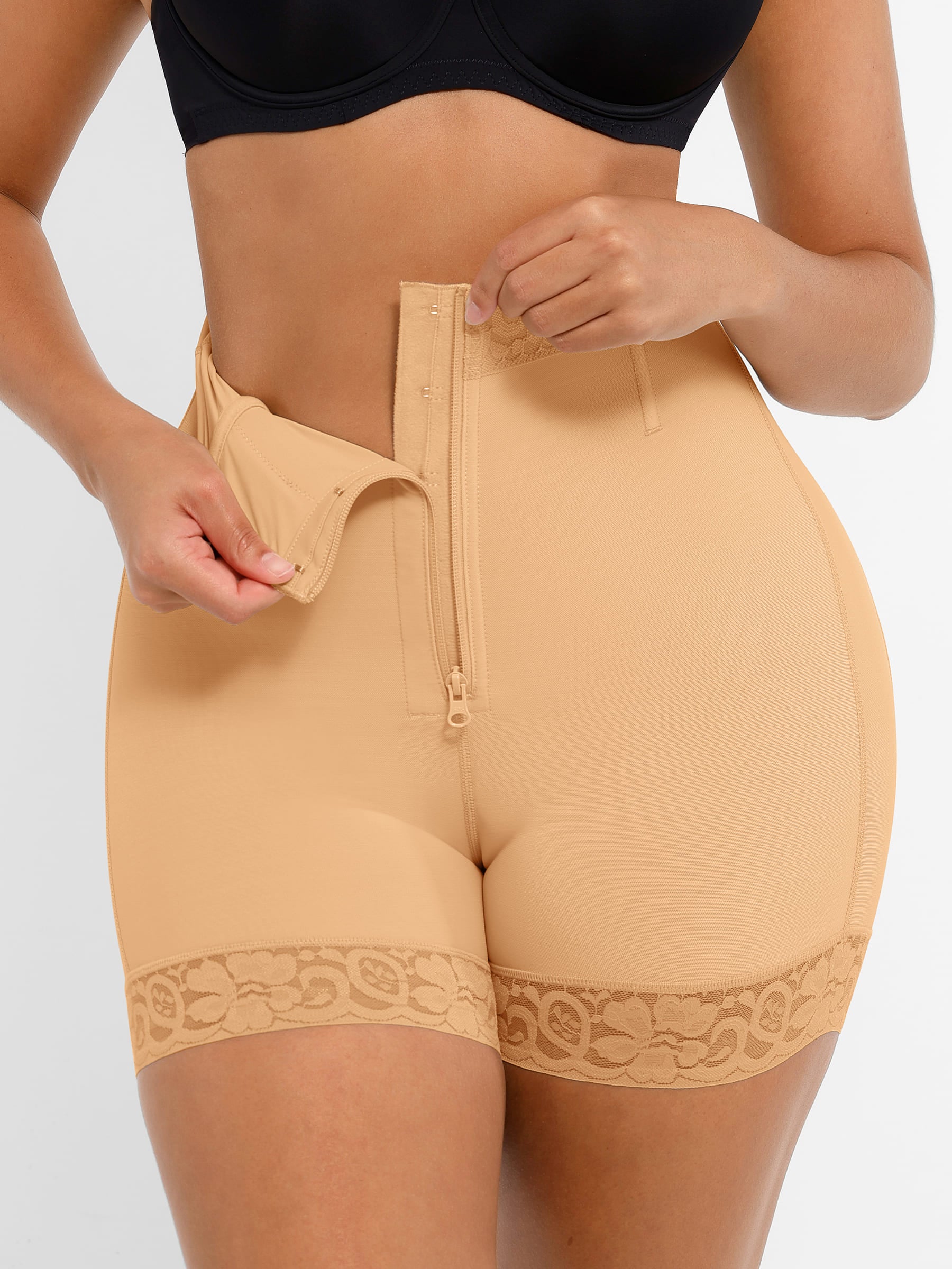 Shapevive Tummy Control Shaping Shorts Butt Lifter with Clasps and Zipper