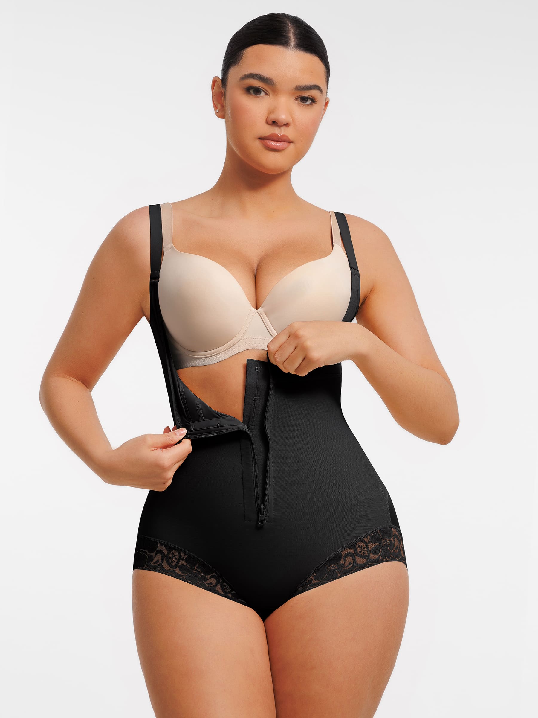 Shapevive U-Plunge Front Adjustable Zipper Shapewear