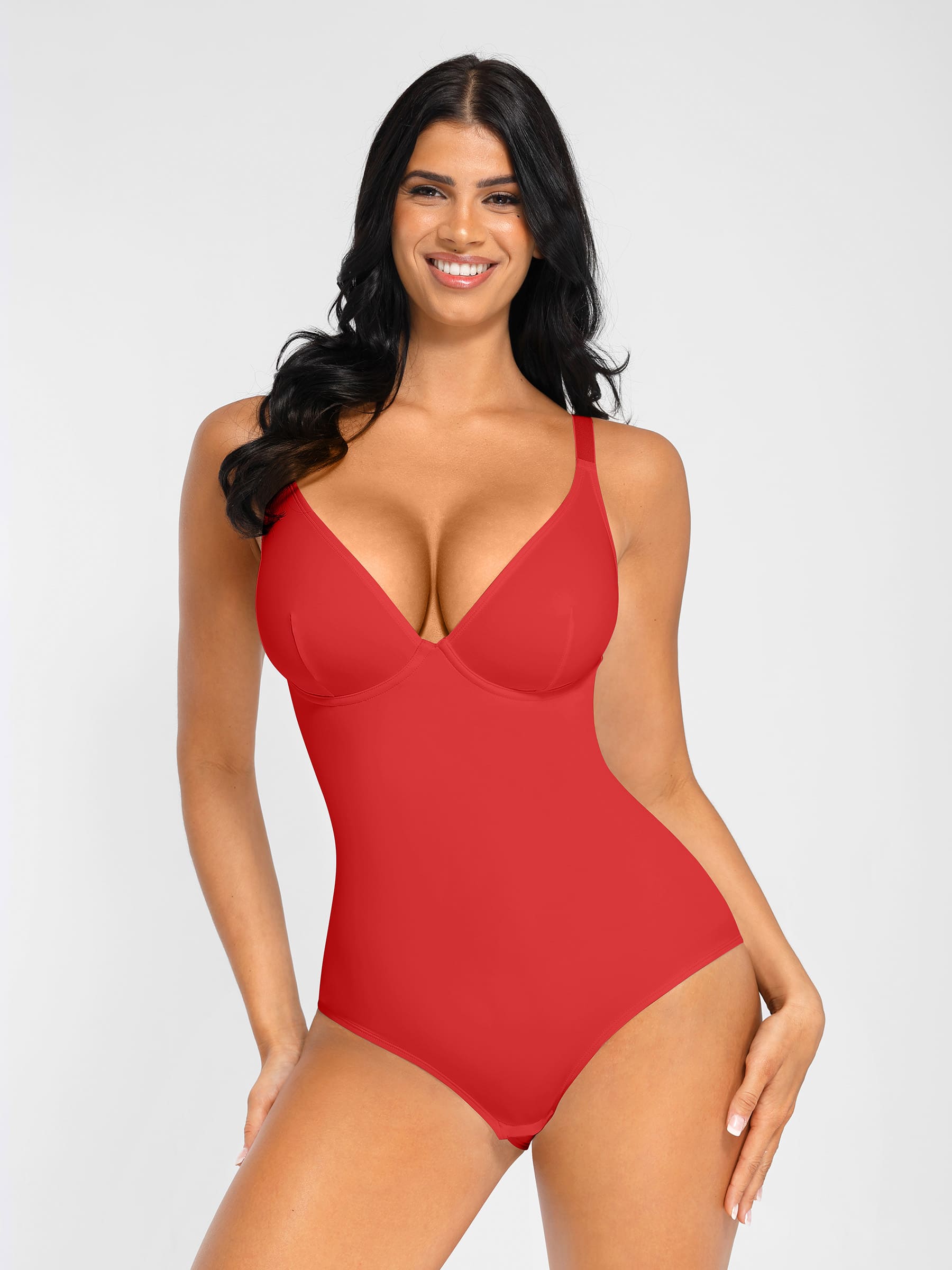 Shapevive V Neck Adjustable Straps Tummy Control Bodysuit