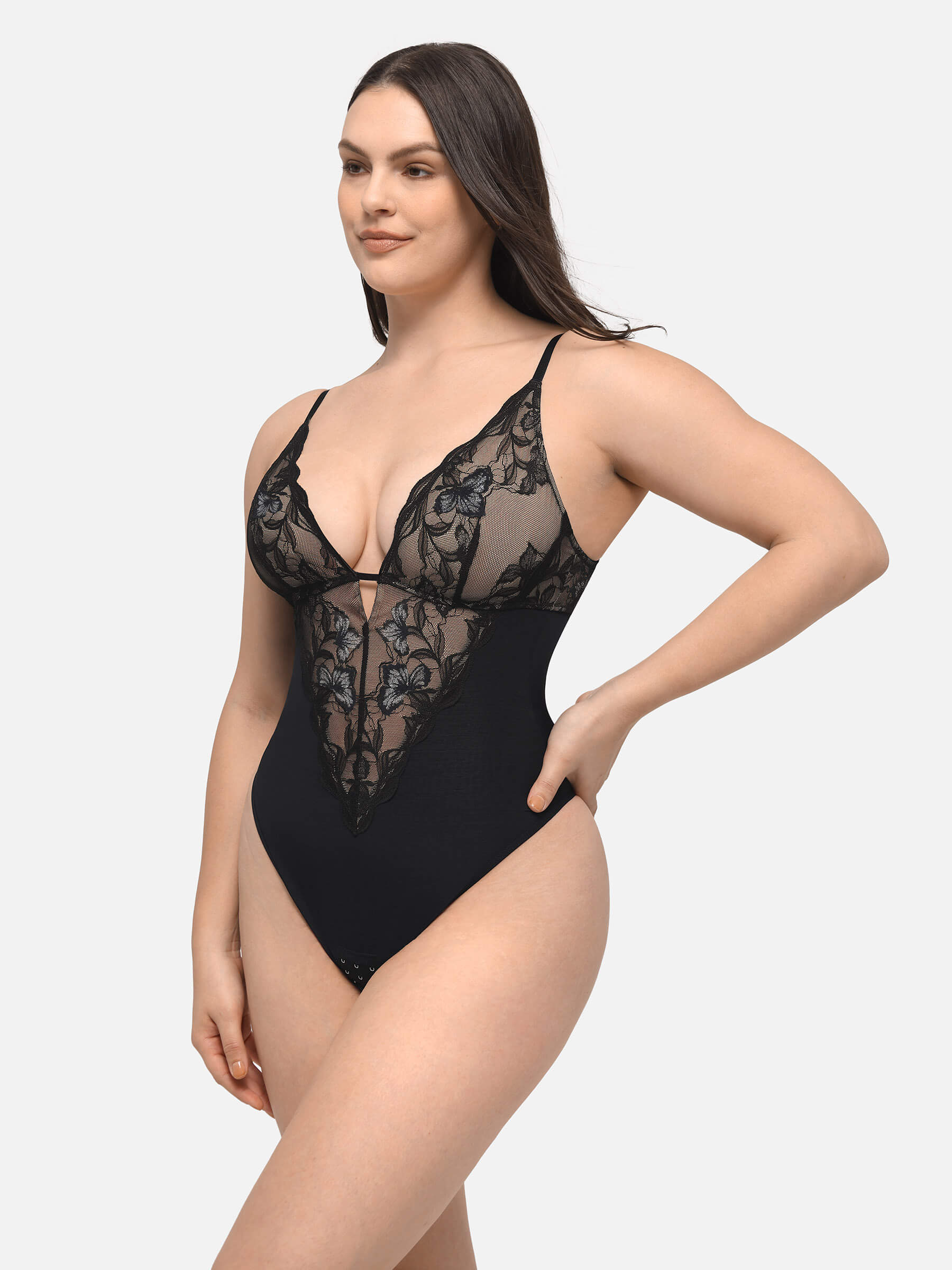 Shapevive Lace Shapewear Thong Shaping Bodysuit