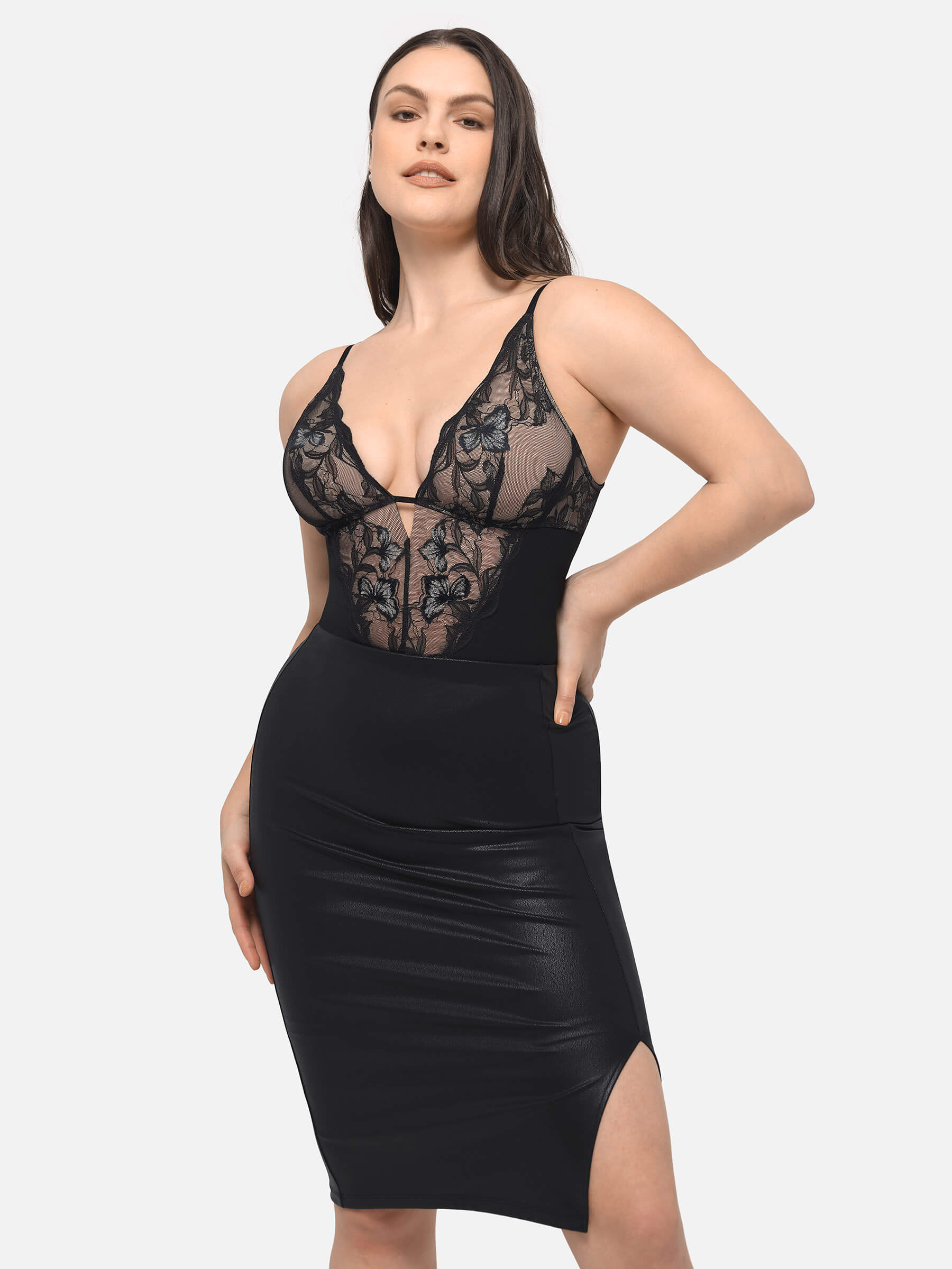 Shapevive Sculpting Lace Shapewear Thong Bodysuit