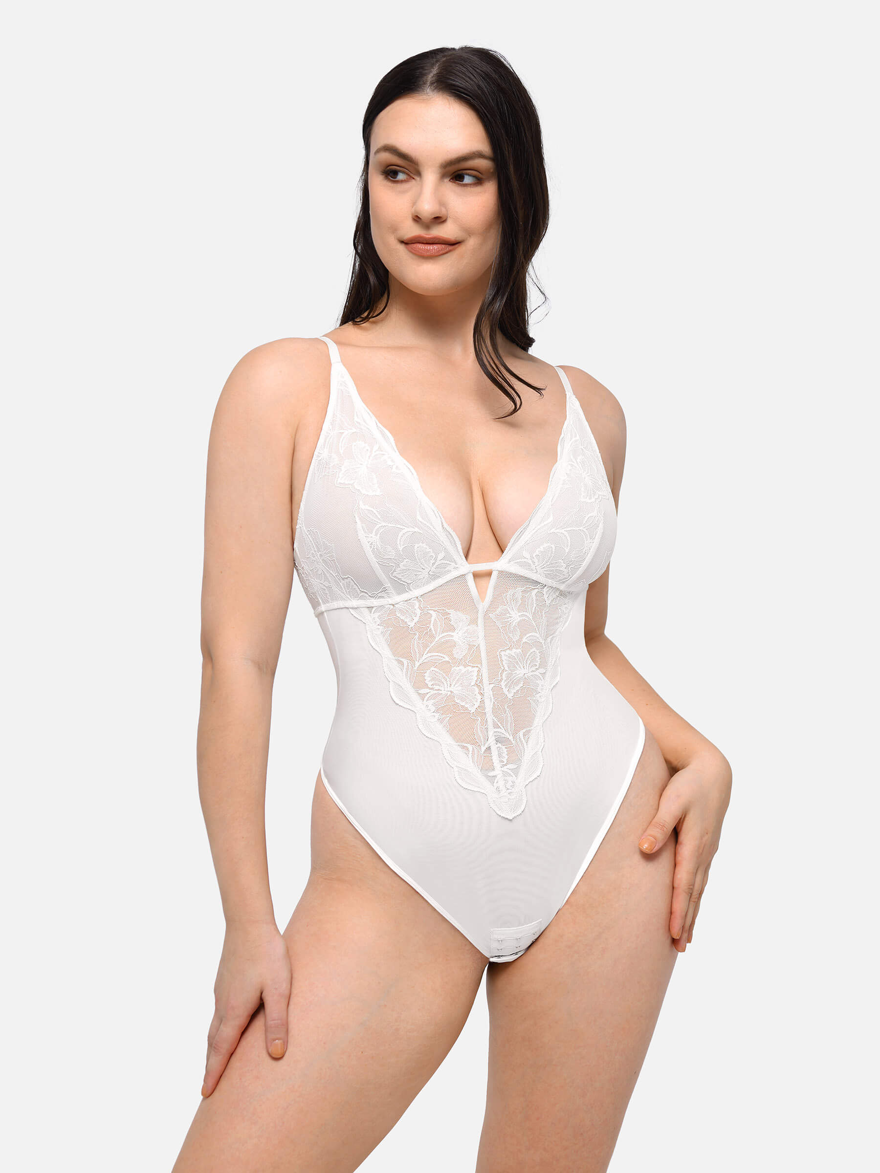 Shapevive Lace Shapewear Thong Shaping Bodysuit
