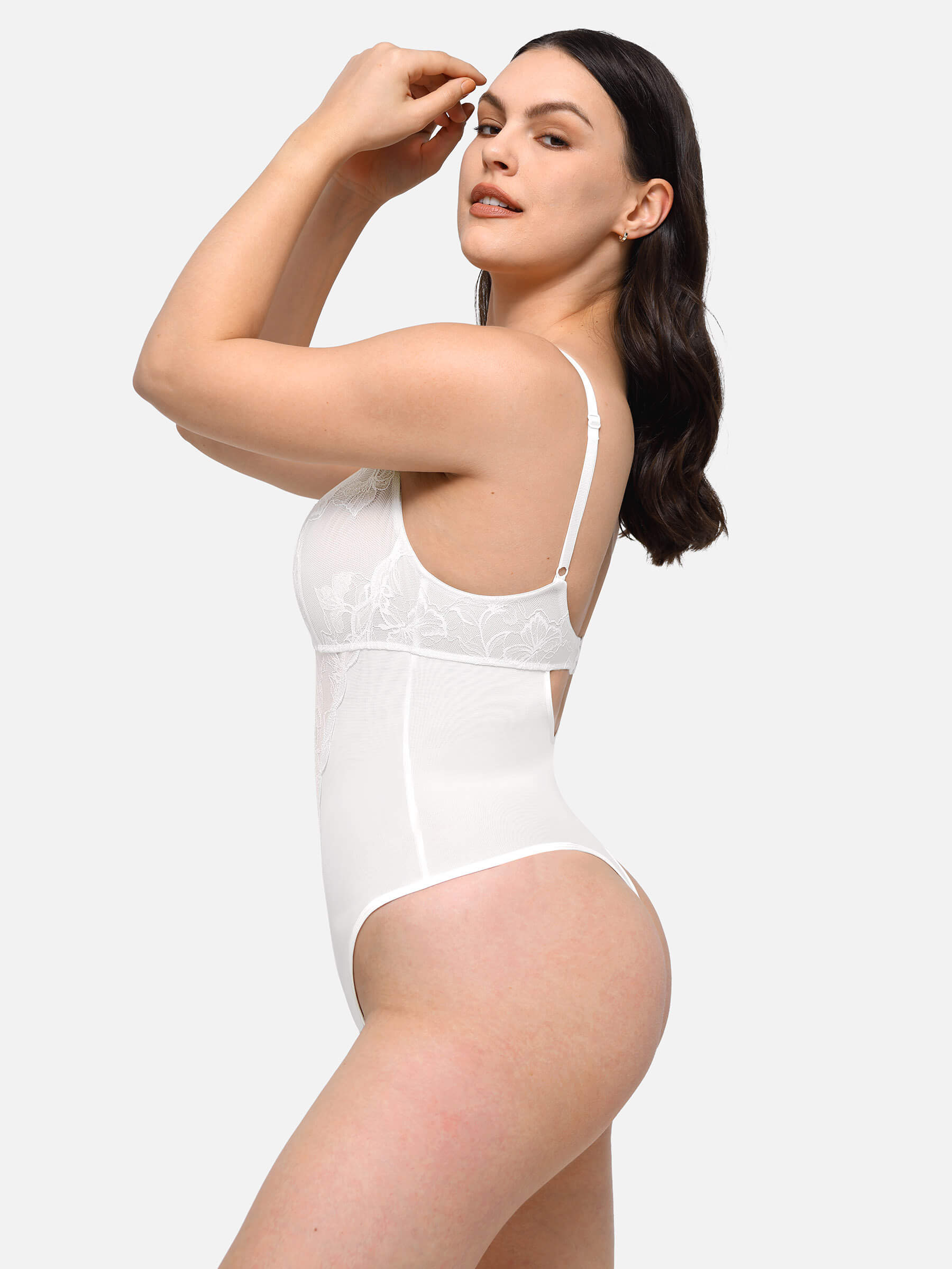 Shapevive Sculpting Lace Shapewear Thong Bodysuit