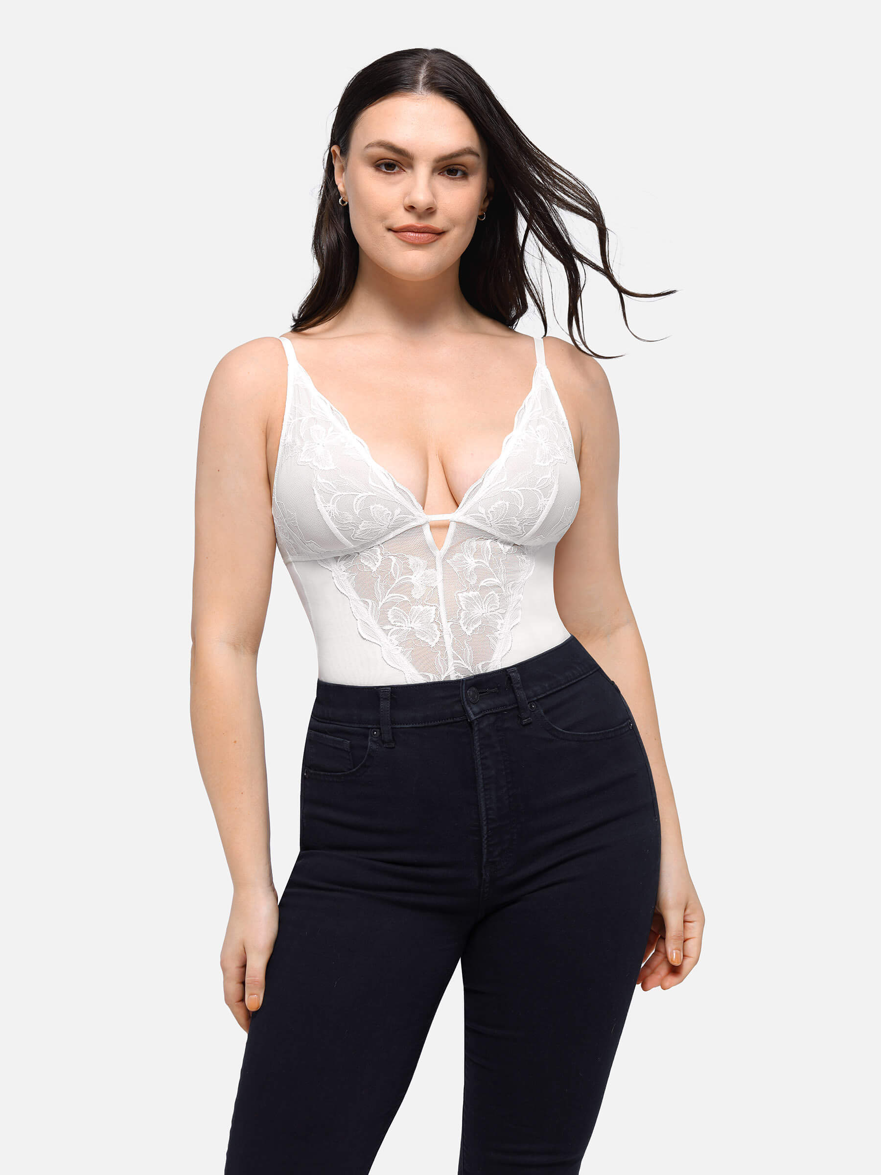 Shapevive Lace Shapewear Thong Shaping Bodysuit