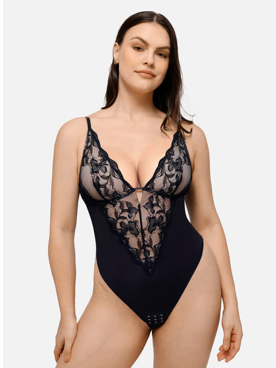 Shapevive Lace Shapewear Thong Shaping Bodysuit