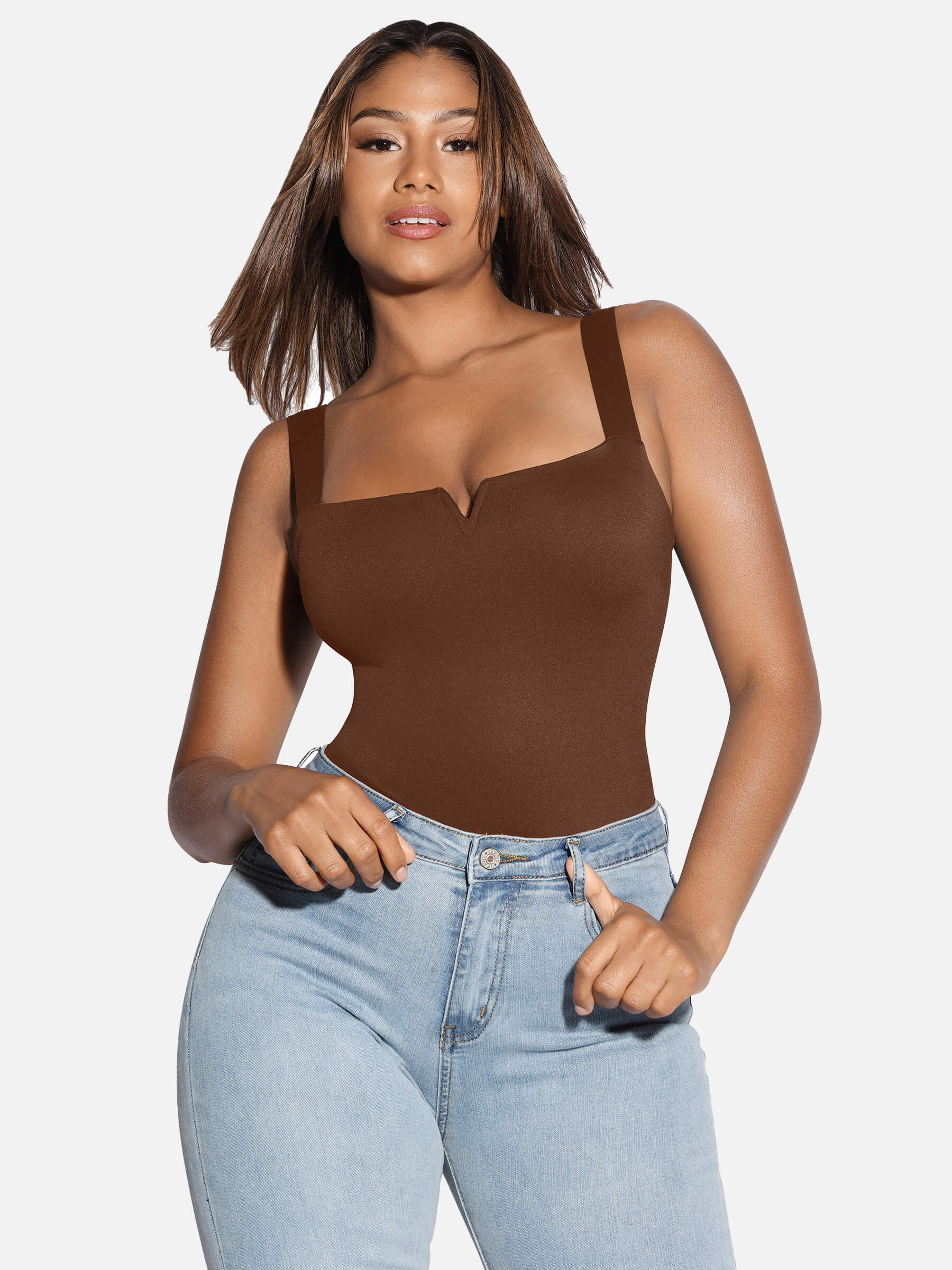Shapevive Square Collar Elastic Outerwear Shape Bodysuit