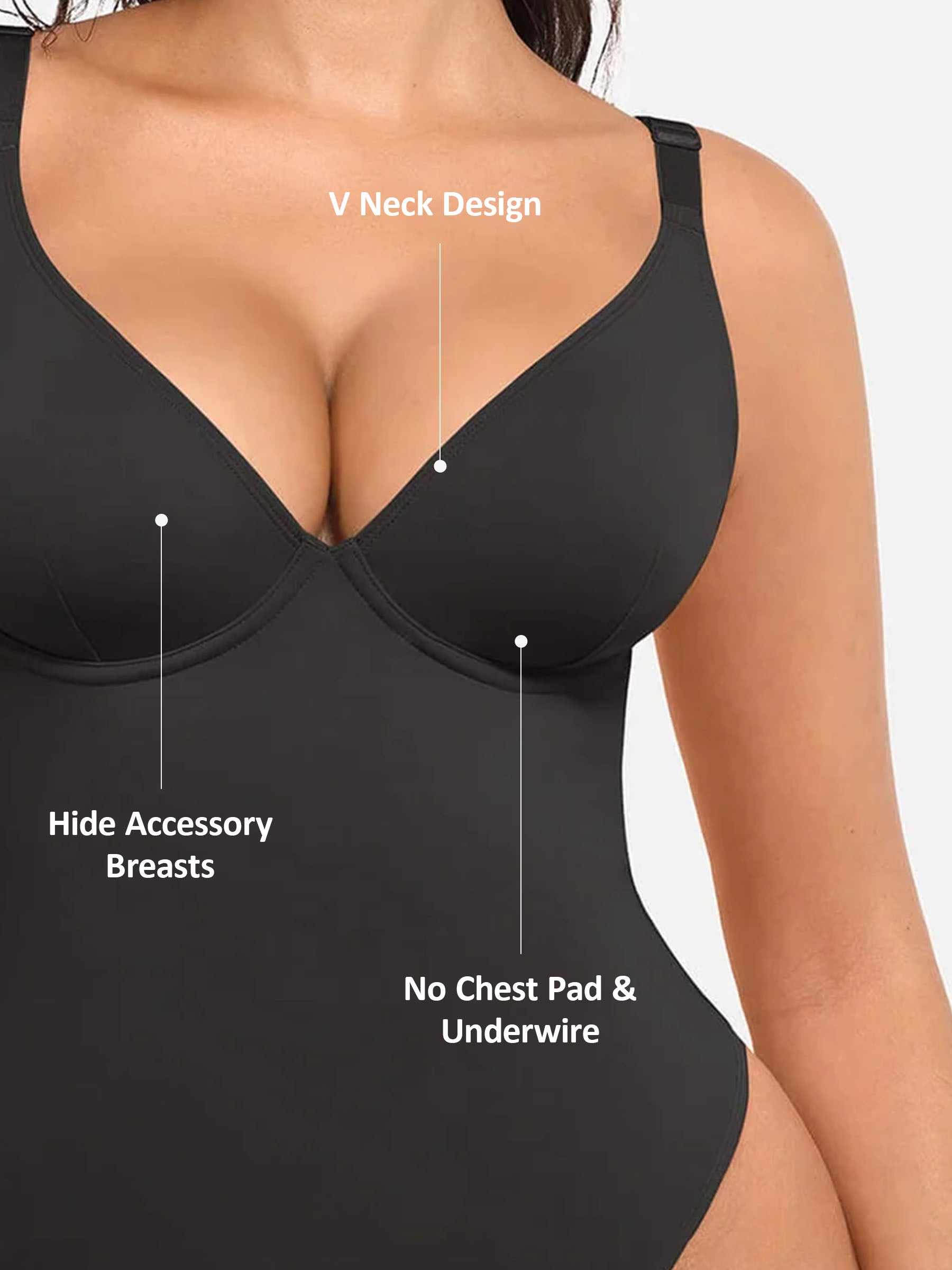 Shapevive Deep V Neck Tummy Control Shapewear Bodysuit