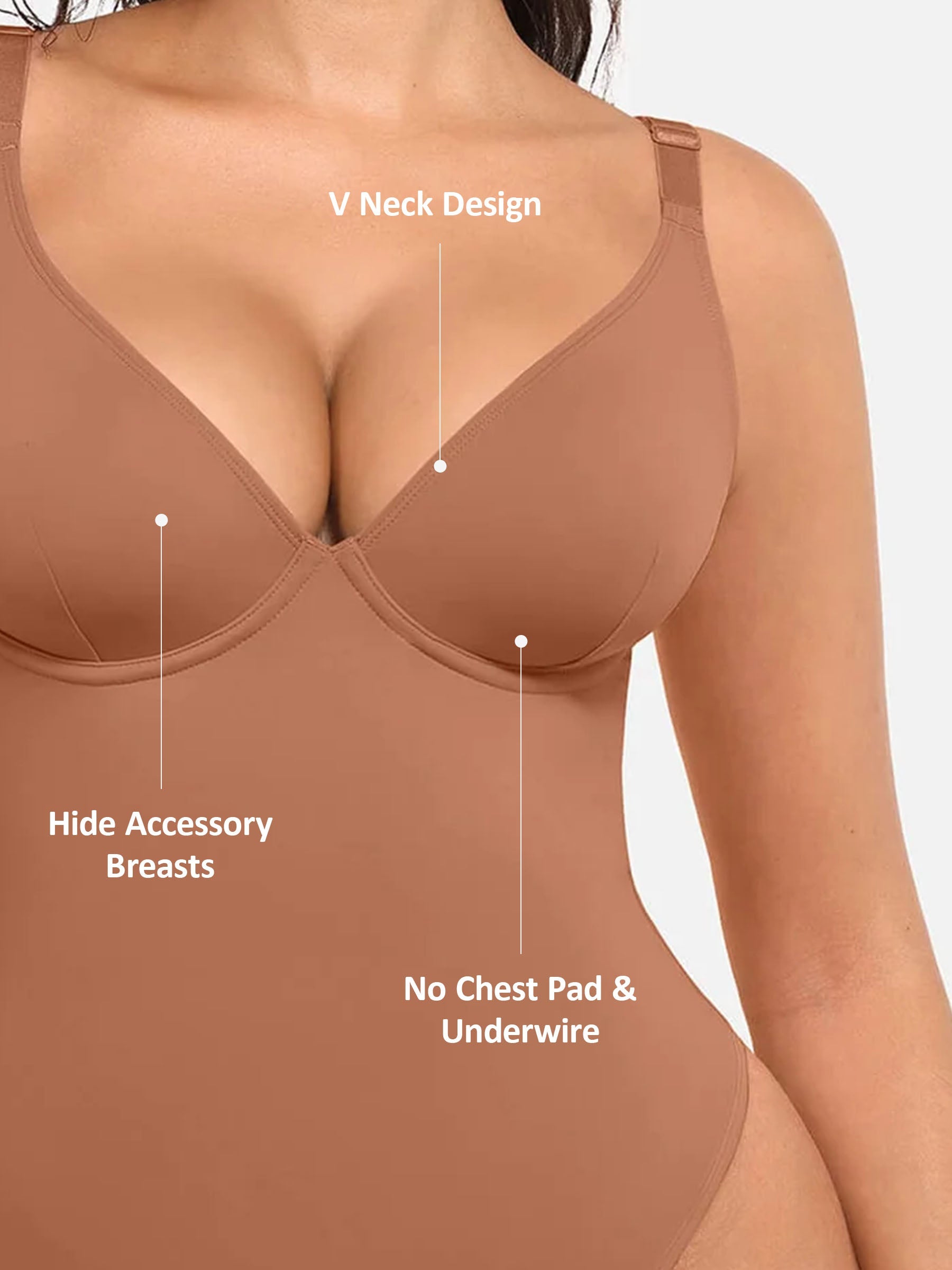 Shapevive Deep V Neck Tummy Control Shapewear Bodysuit