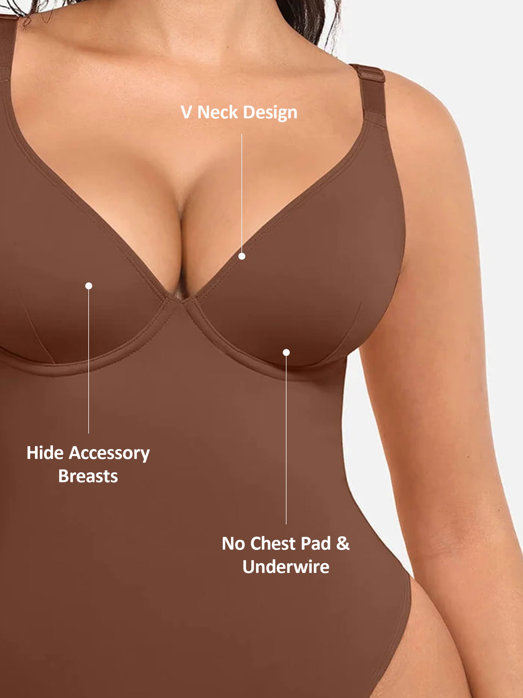 Shapevive Deep V Neck Tummy Control Shapewear Bodysuit