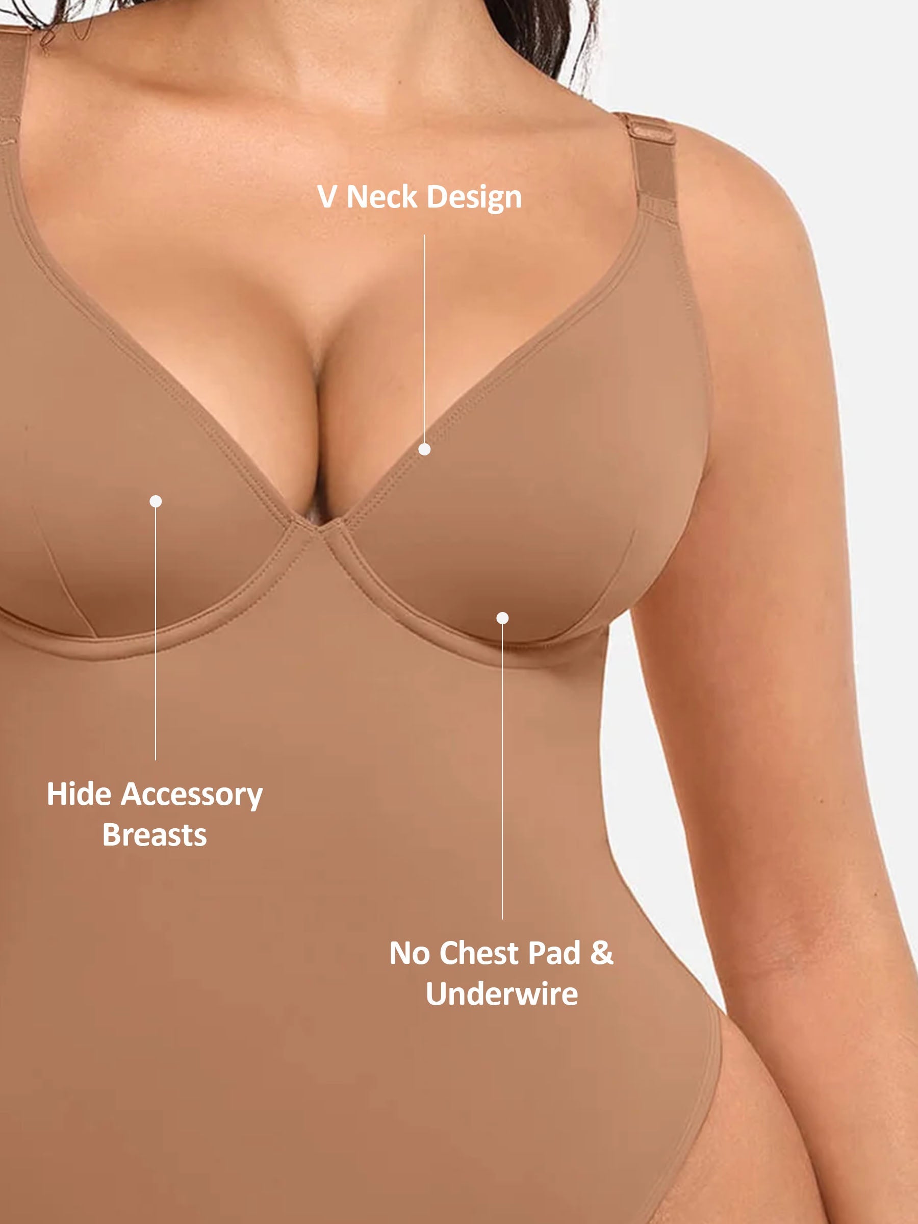 Shapevive Deep V Neck Tummy Control Shapewear Bodysuit