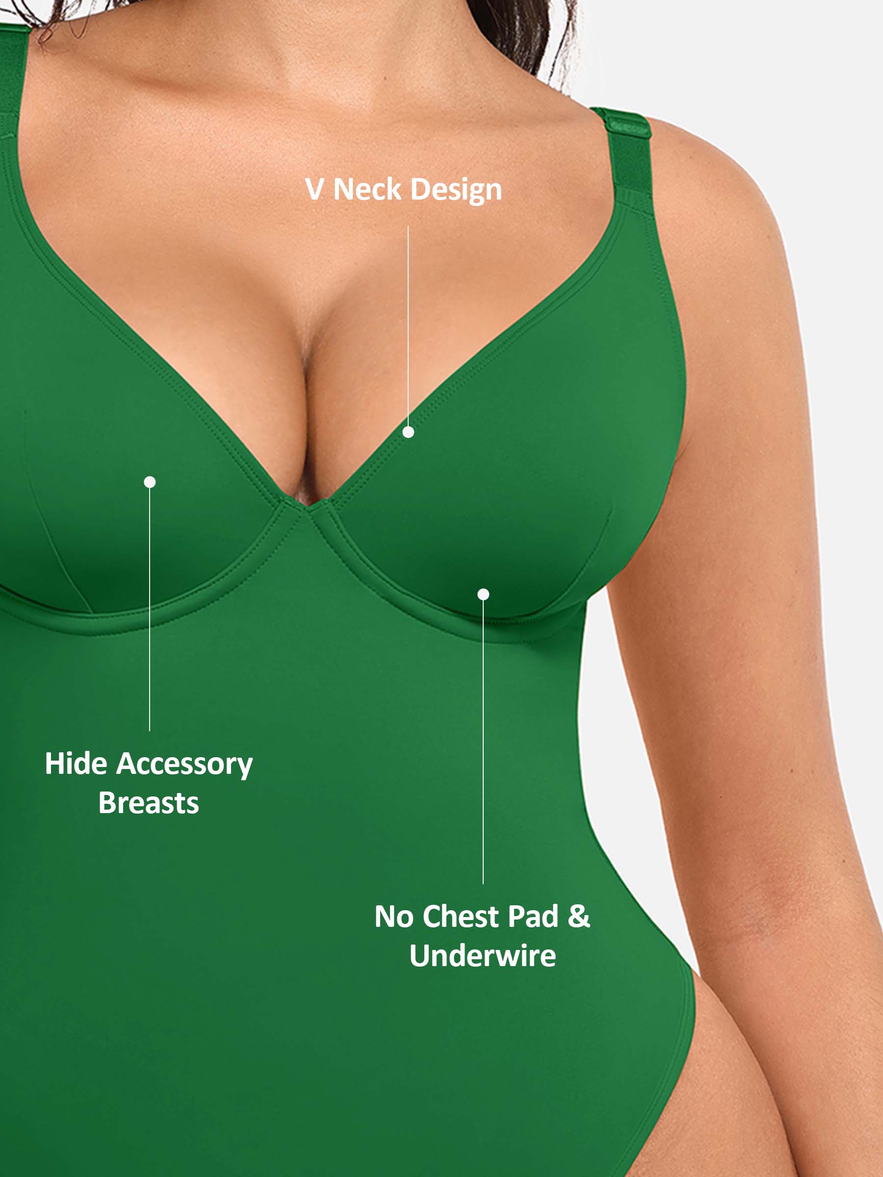 Shapevive Deep V Neck Tummy Control Shapewear Bodysuit