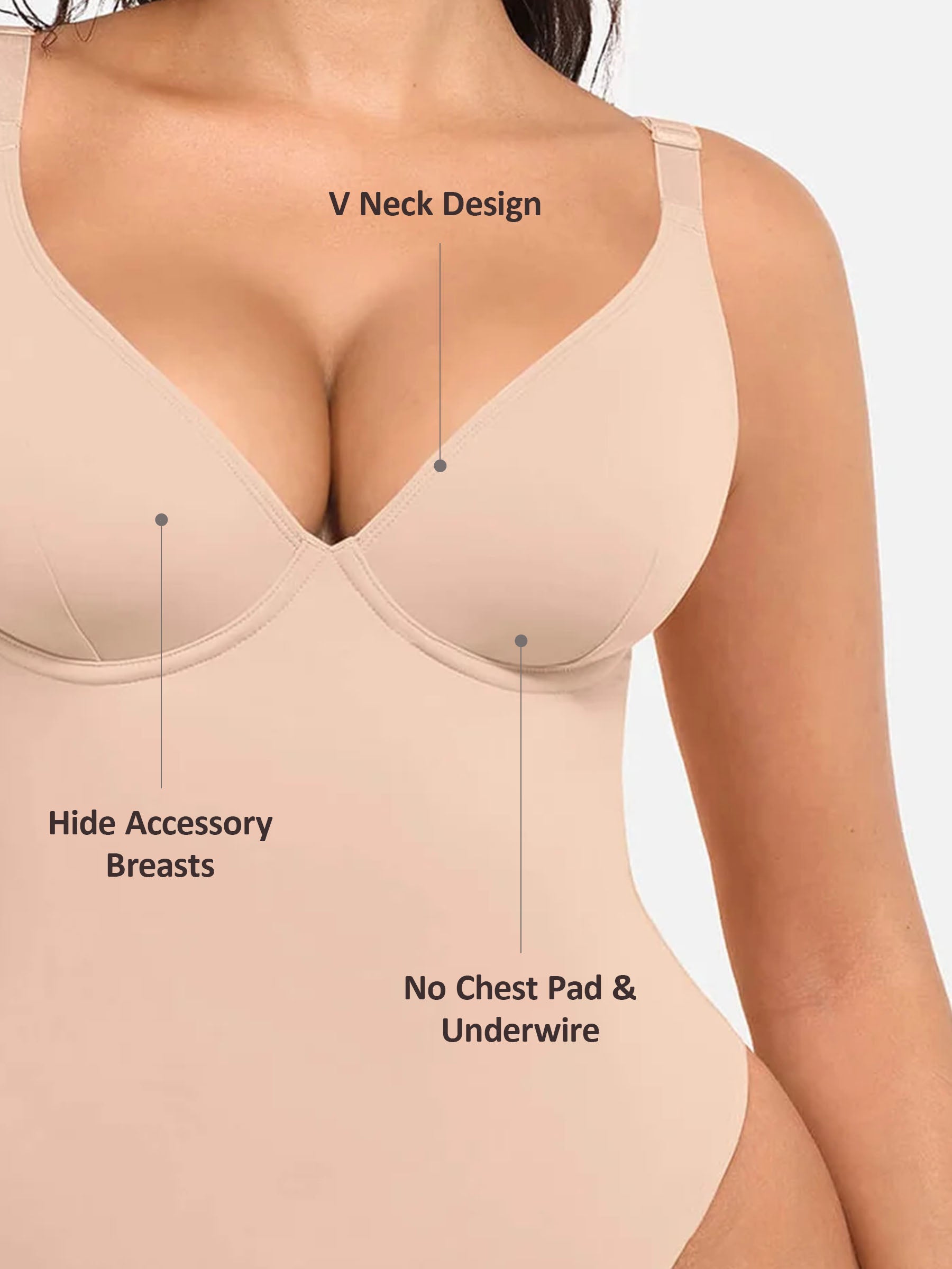 Shapevive Deep V Neck Tummy Control Shapewear Bodysuit