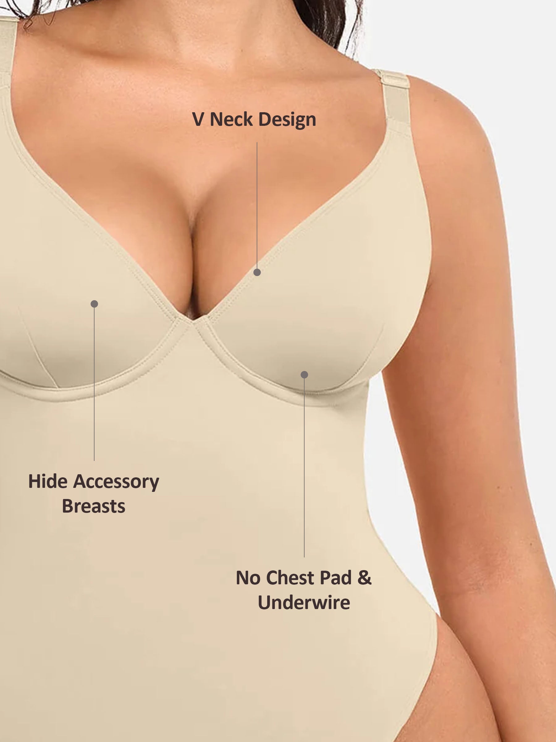 Shapevive Deep V Neck Tummy Control Shapewear Bodysuit