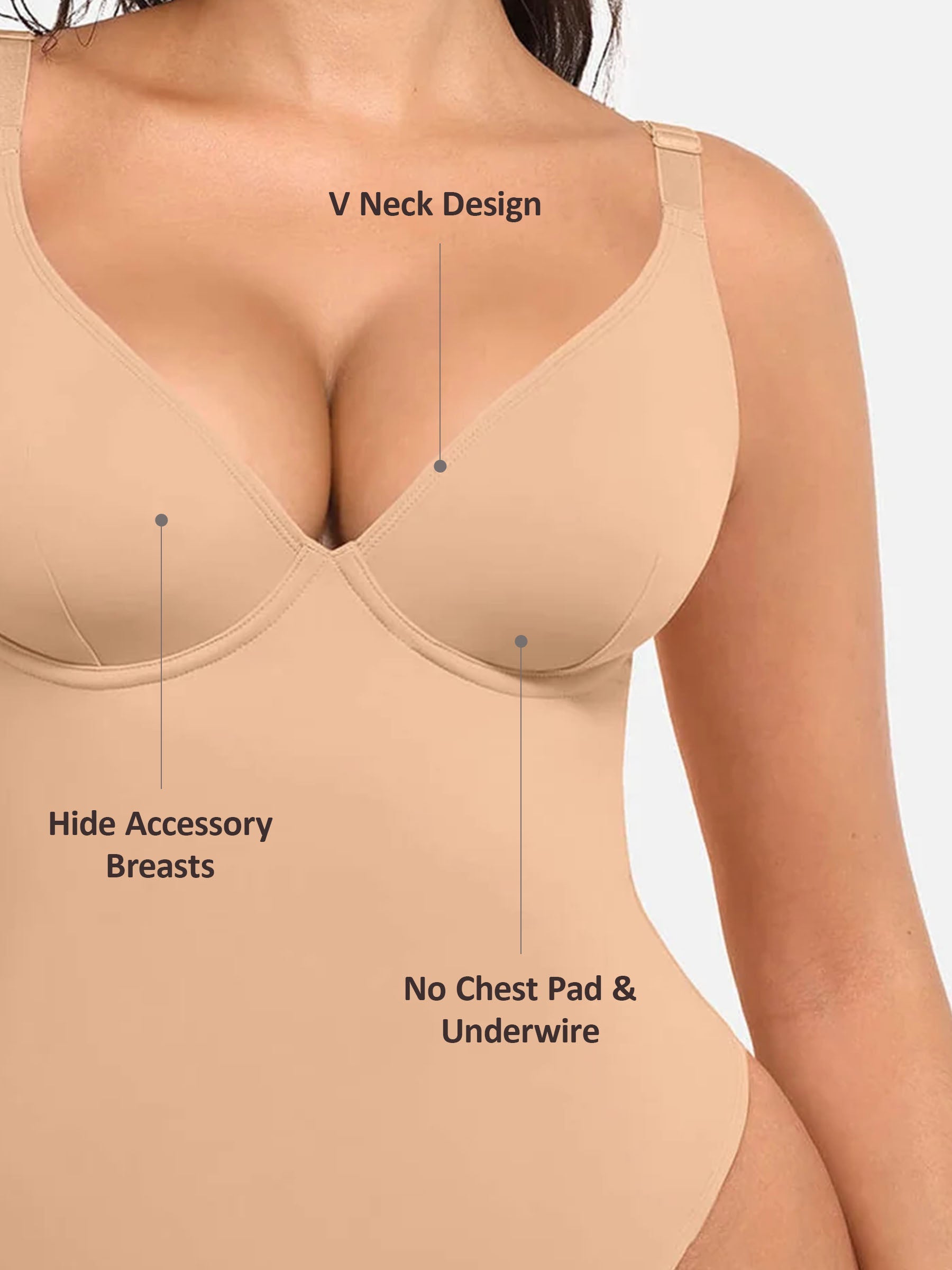 Shapevive Deep V Neck Tummy Control Shapewear Bodysuit