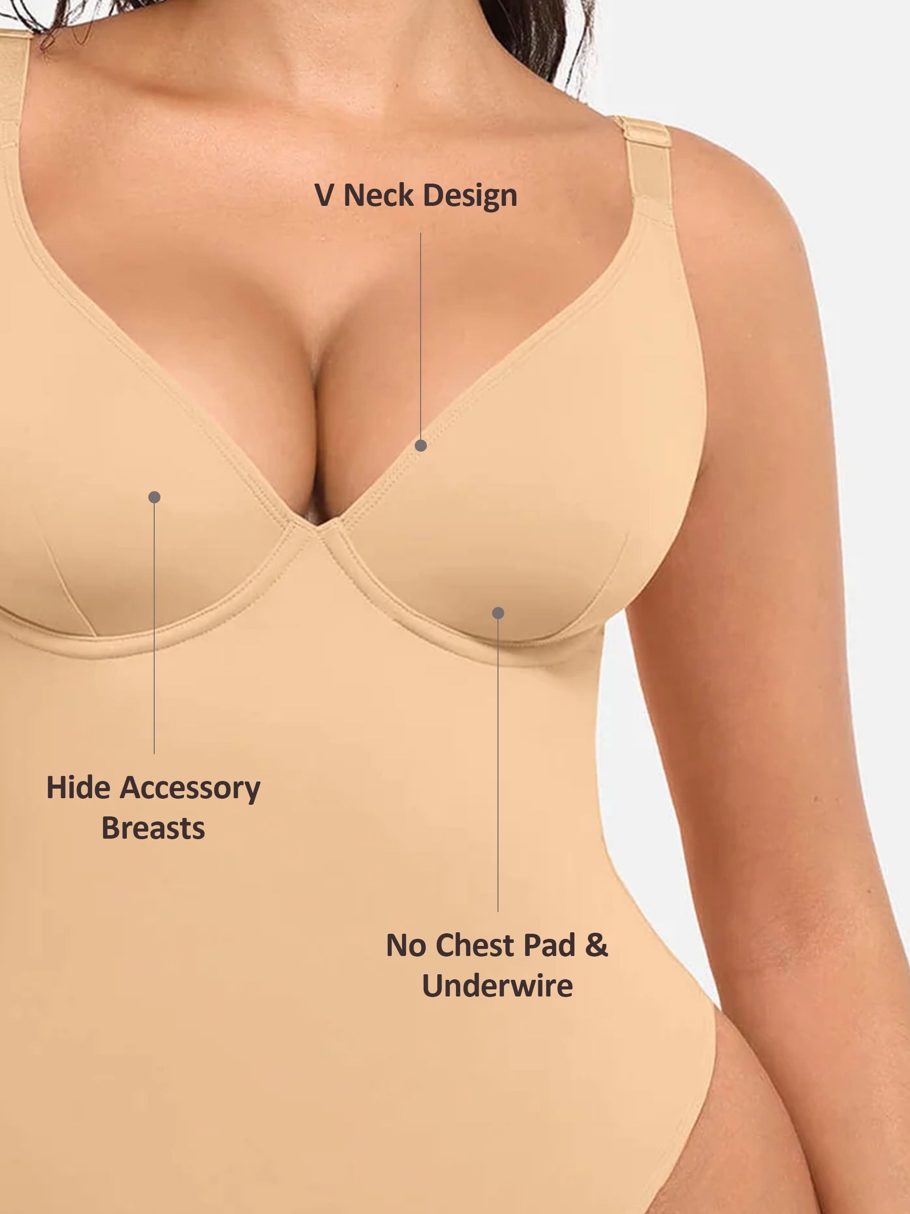 Shapevive Deep V Neck Tummy Control Shapewear Bodysuit