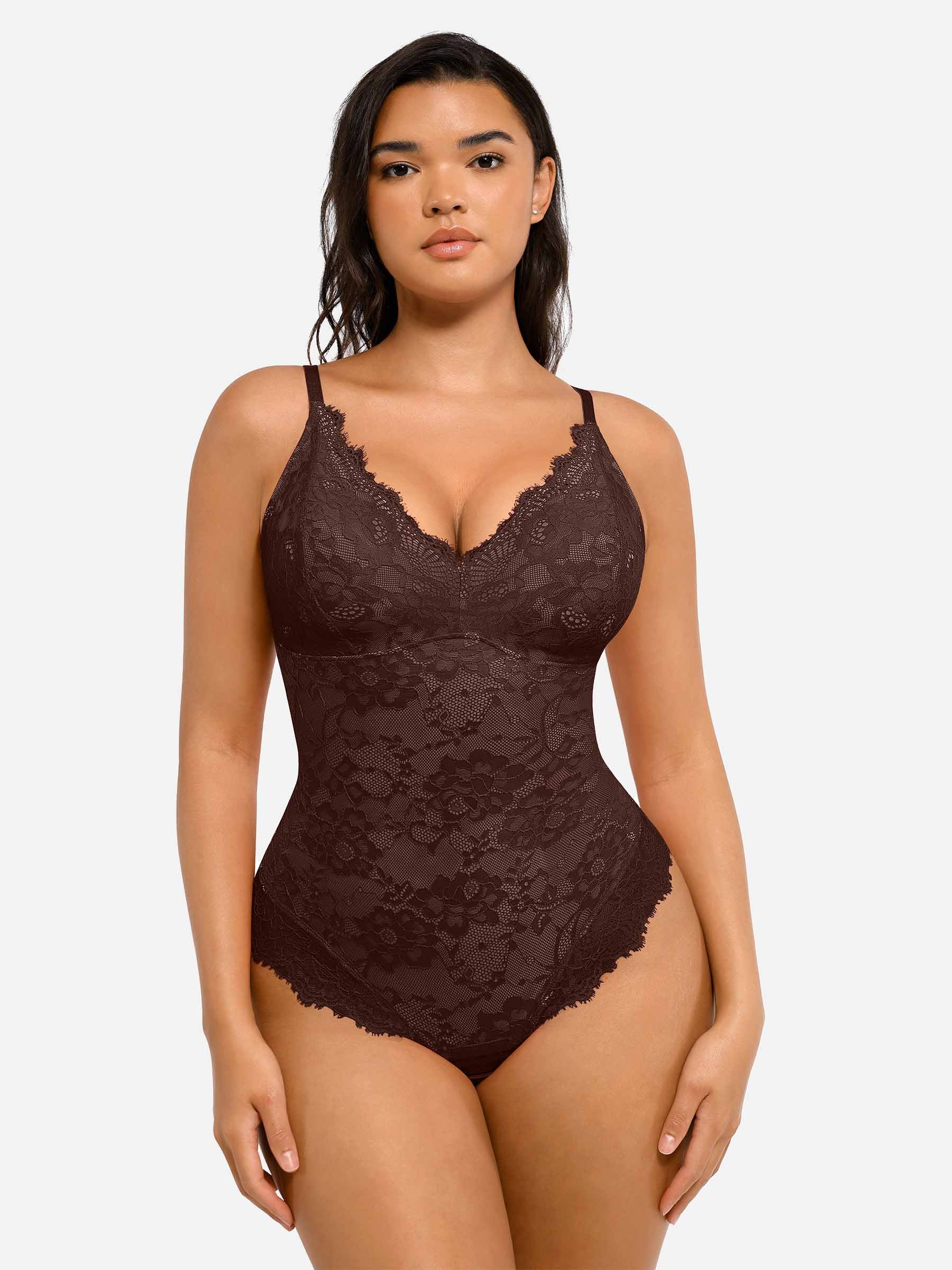 Shapevive 2-Pack Lace V Neck Full Bodysuit Bundle