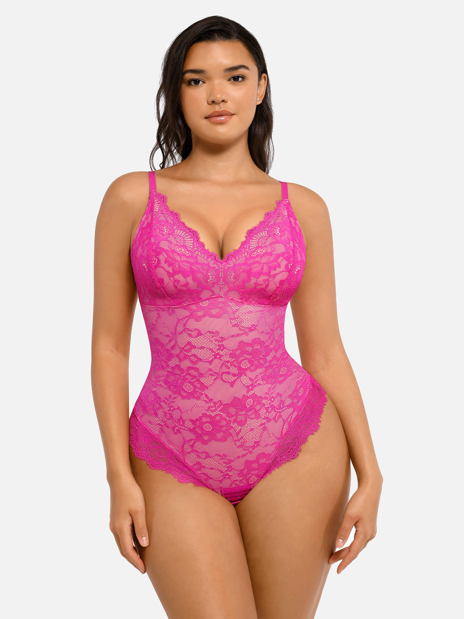 Shapevive 2-Pack Lace V Neck Full Bodysuit Bundle