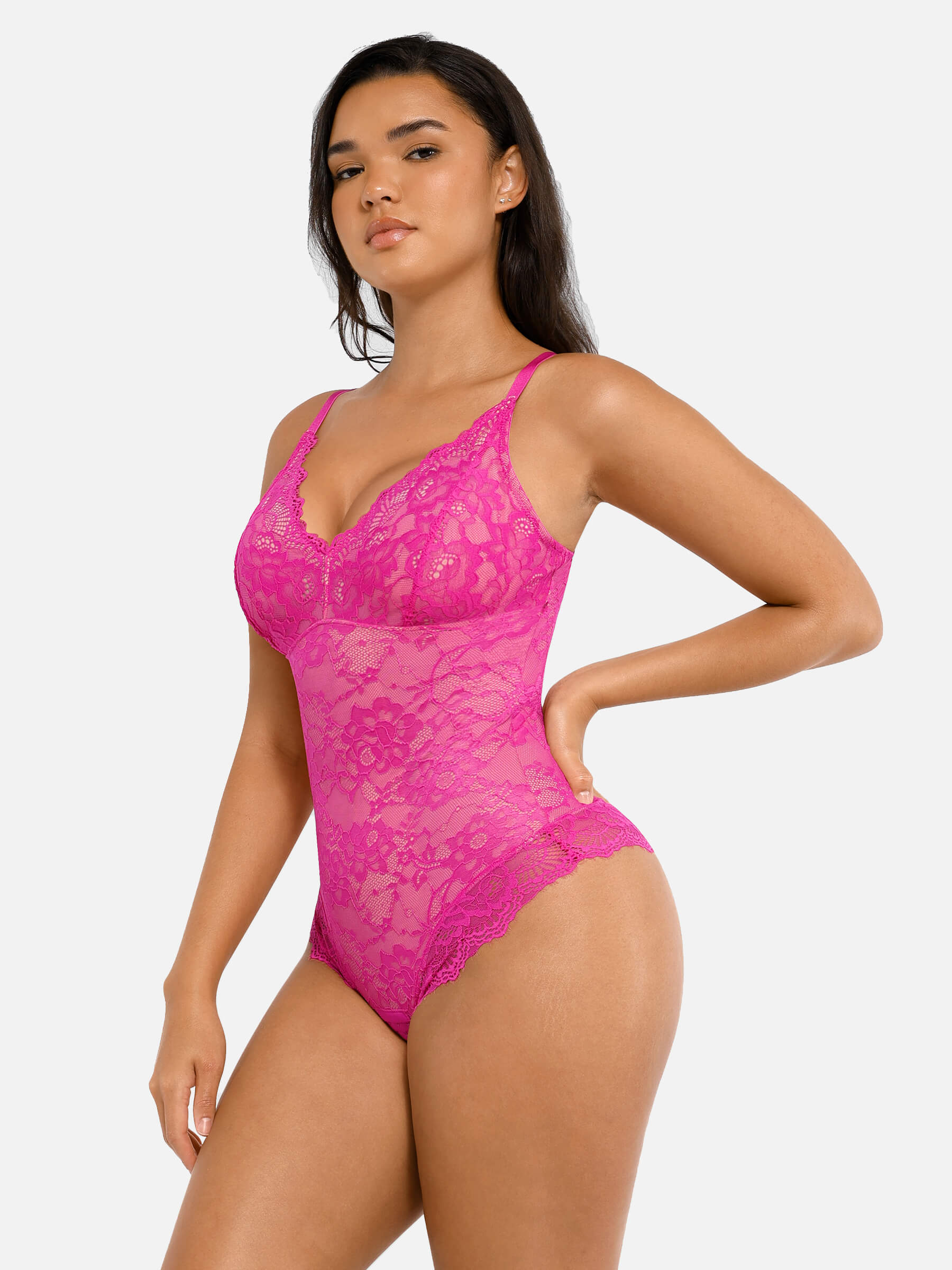 Shapevive 2-Pack Lace V Neck Full Bodysuit Bundle