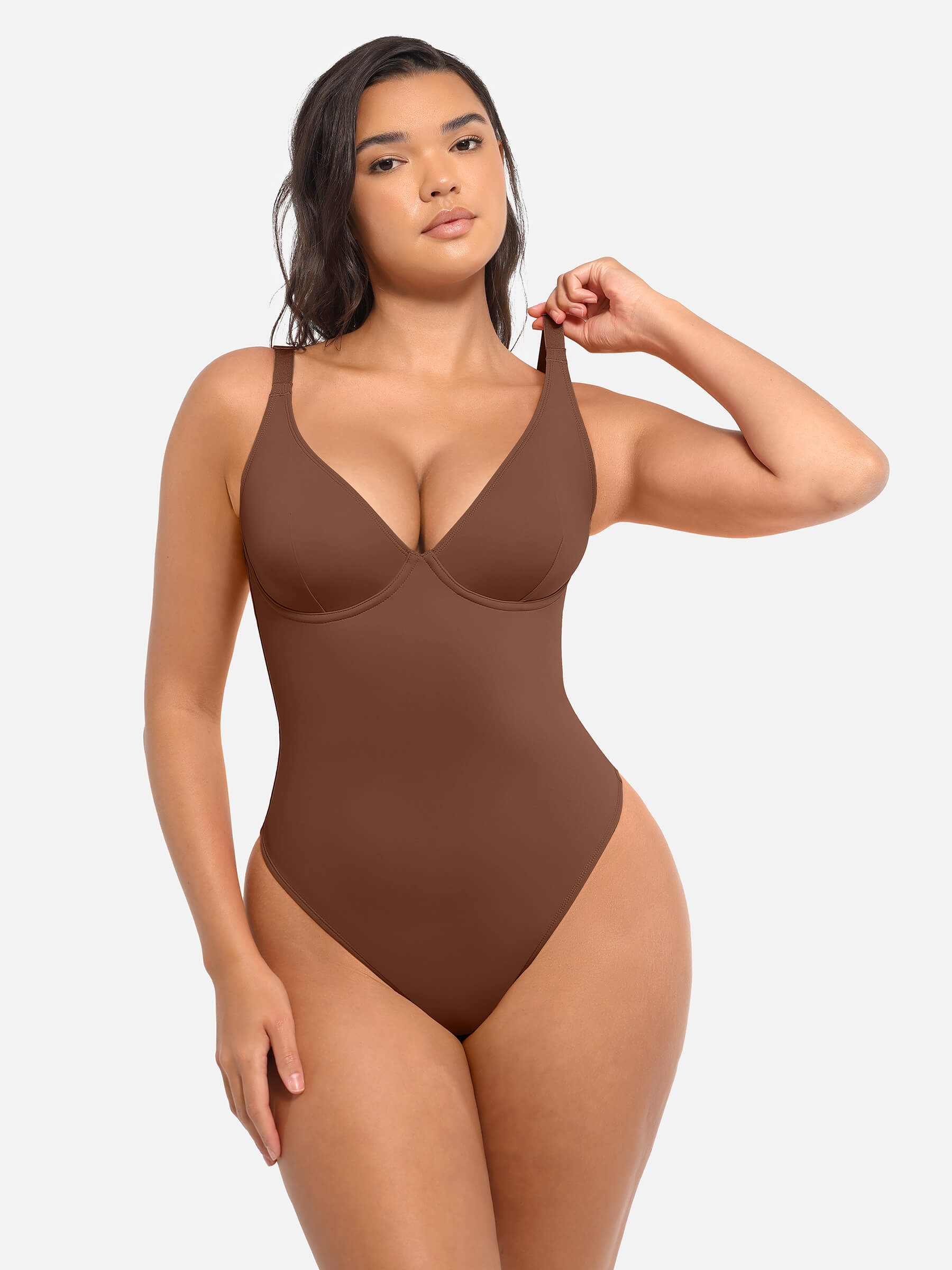 Shapevive Deep V Neck Tummy Control Shapewear Bodysuit