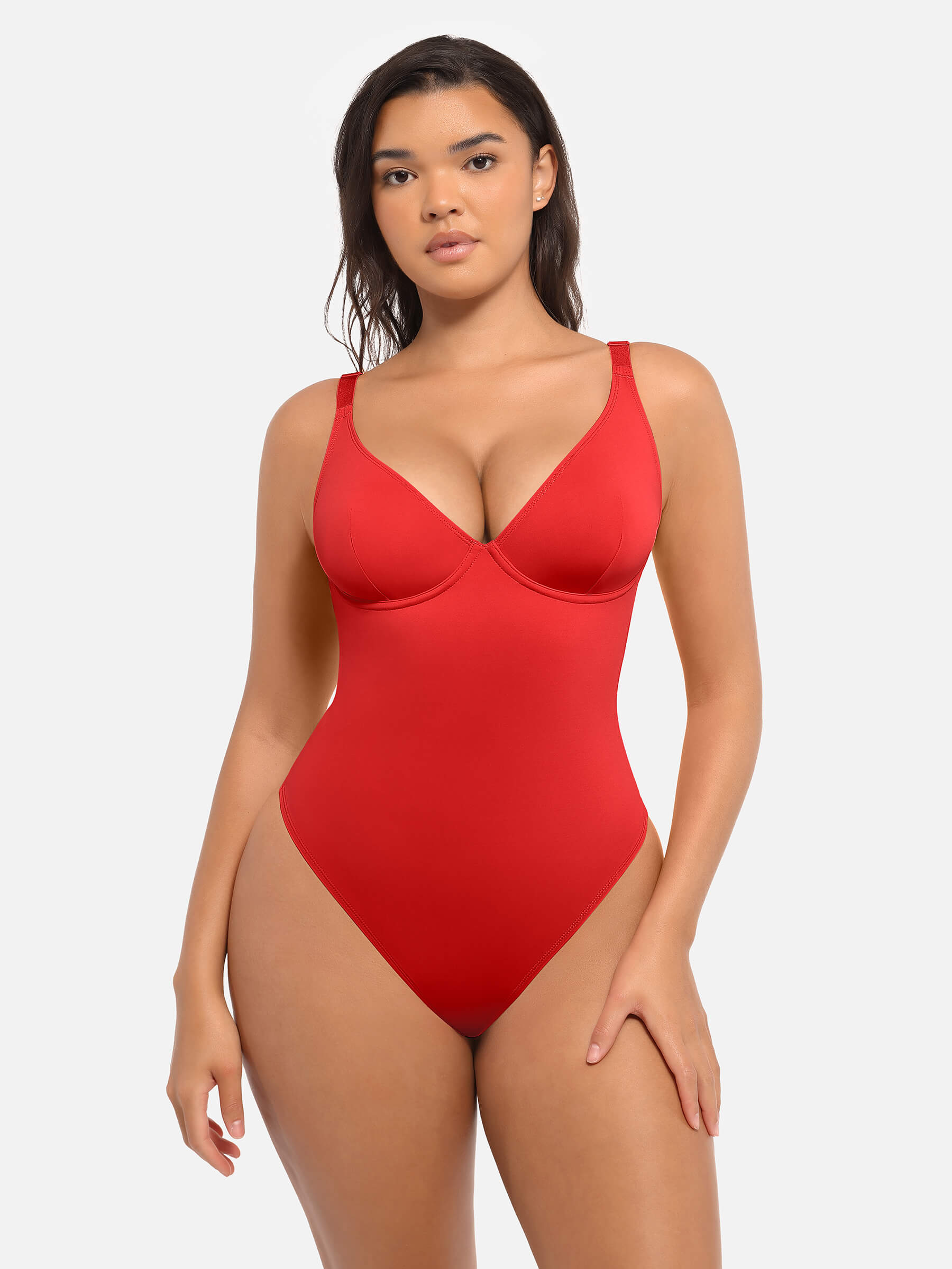 Shapevive Deep V Neck Tummy Control Shapewear Bodysuit