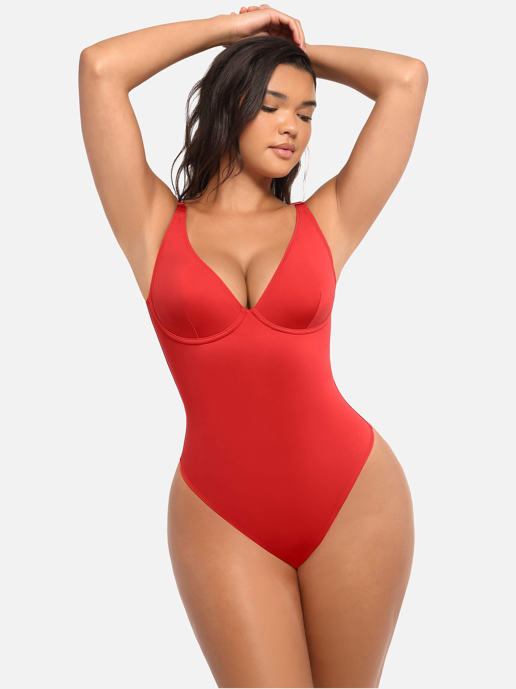 Shapevive 2-Pack Deep V Neck Tummy Control Shapewear Bodysuit Bundle