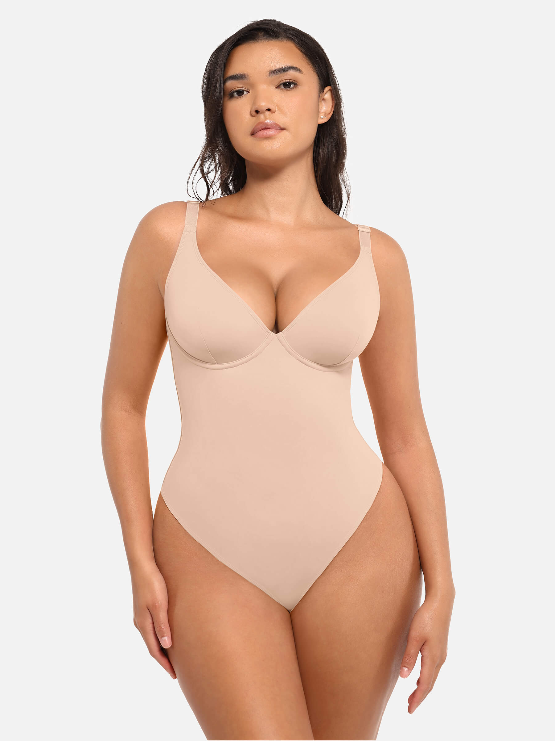 Shapevive Deep V Neck Tummy Control Shapewear Bodysuit