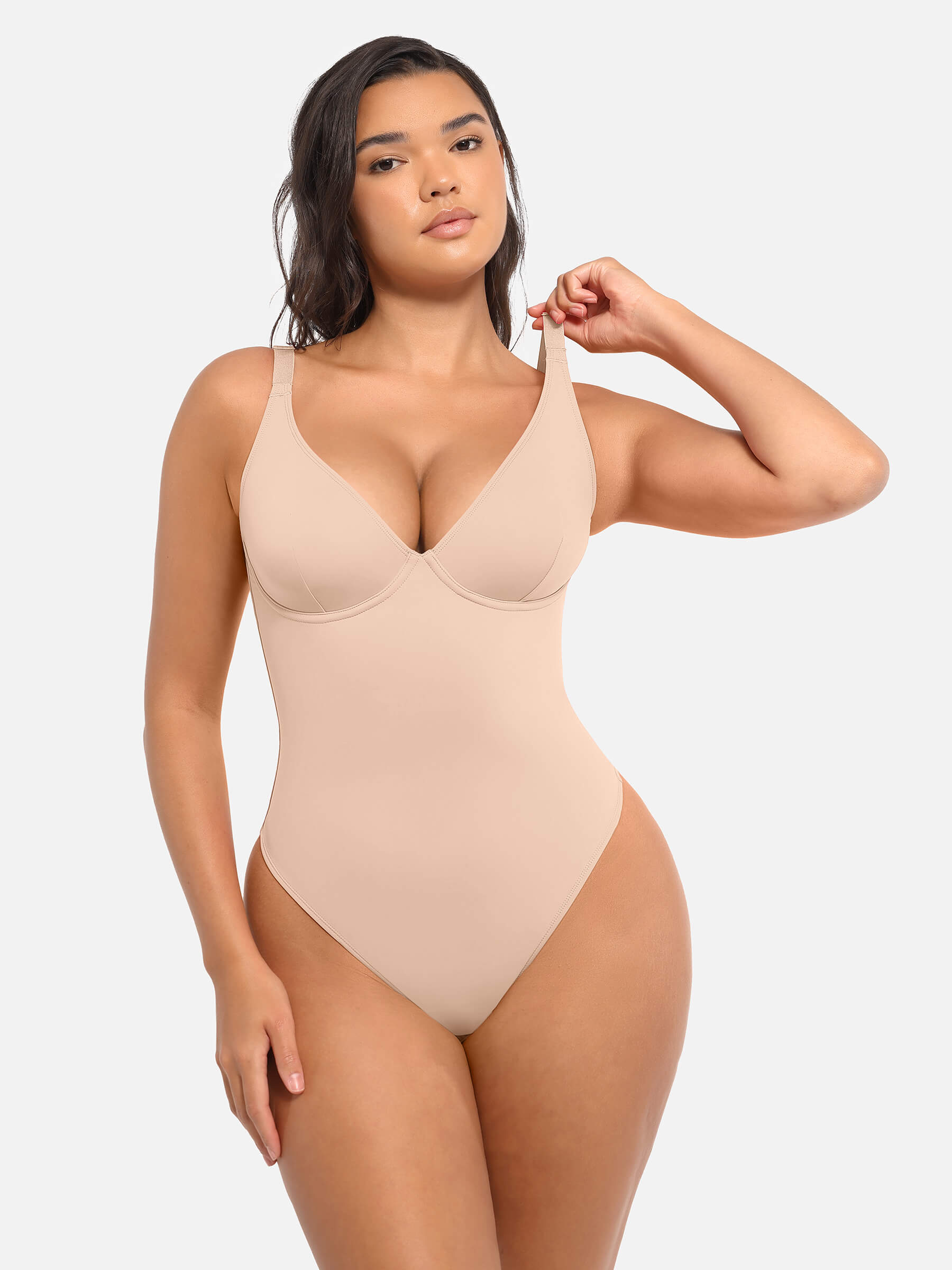 Shapevive Deep V Neck Tummy Control Shapewear Bodysuit