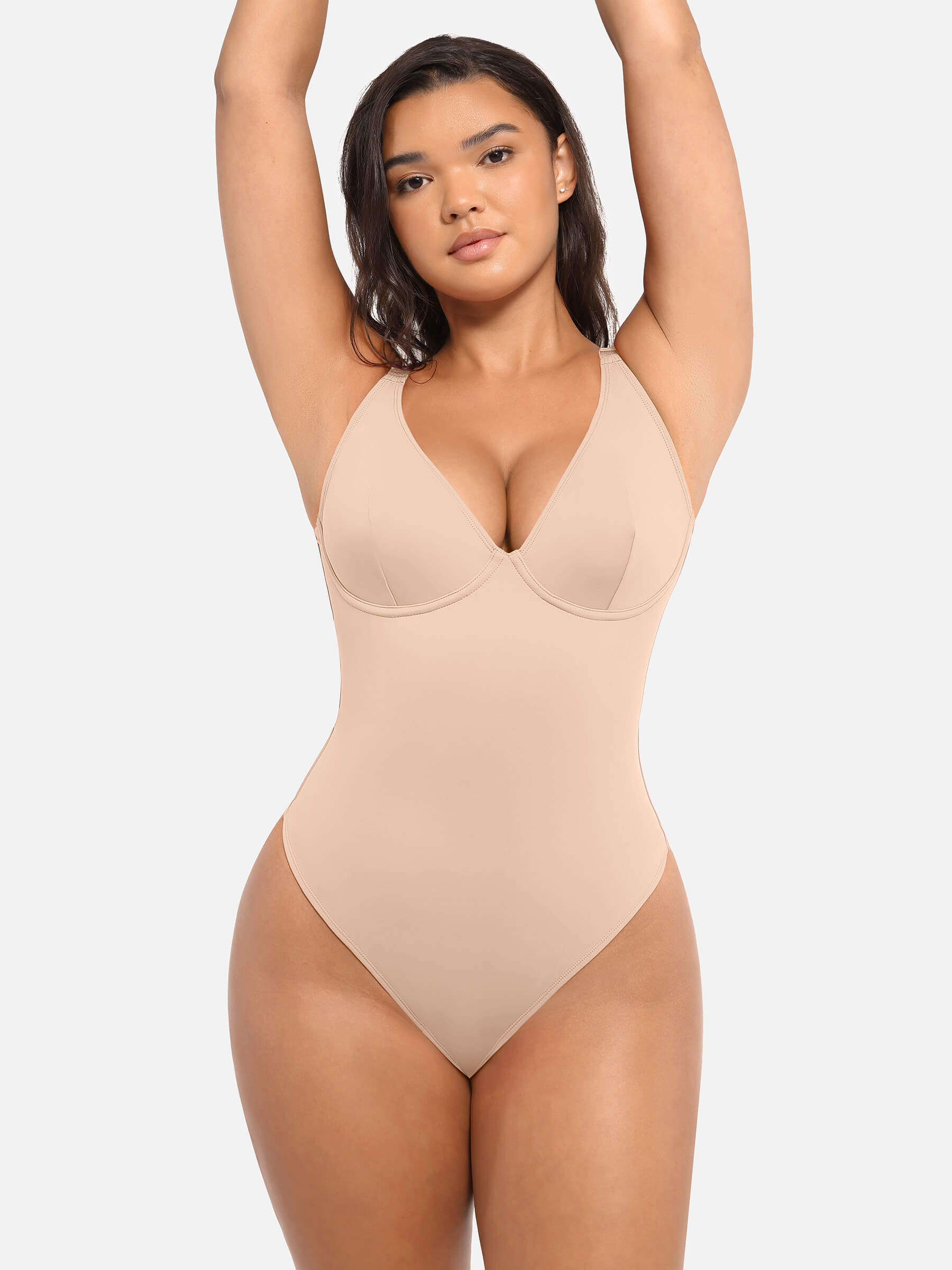 Shapevive Deep V Neck Tummy Control Shapewear Bodysuit