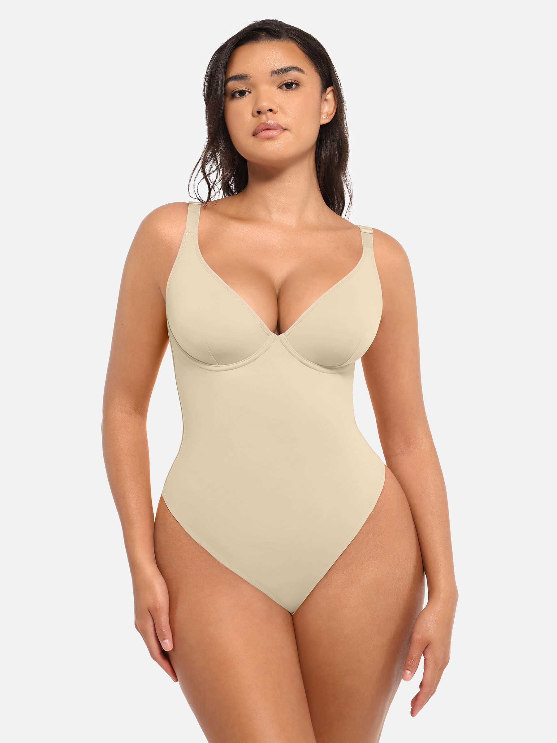Shapevive Deep V Neck Tummy Control Shapewear Bodysuit