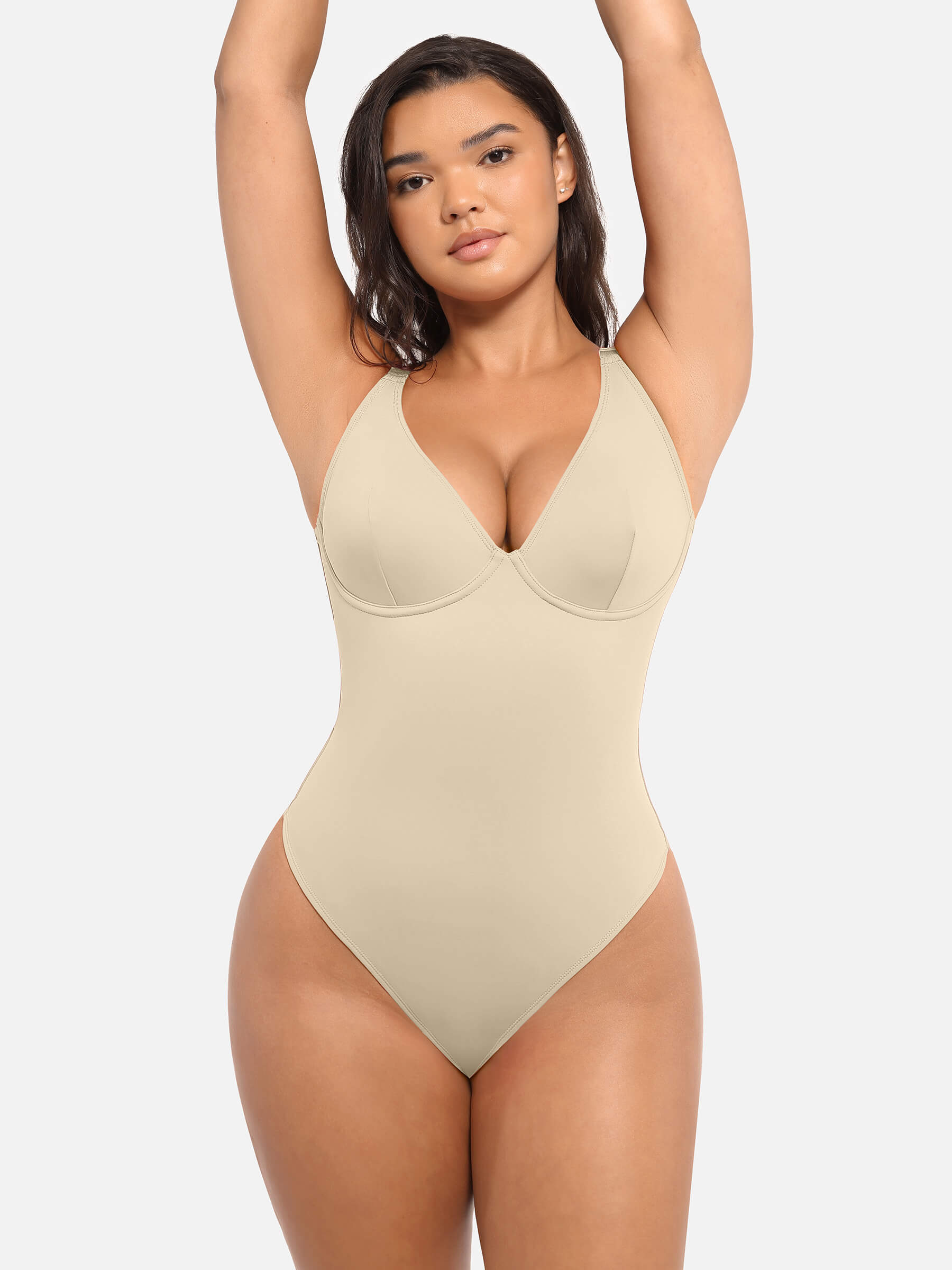 Shapevive Deep V Neck Tummy Control Shapewear Bodysuit