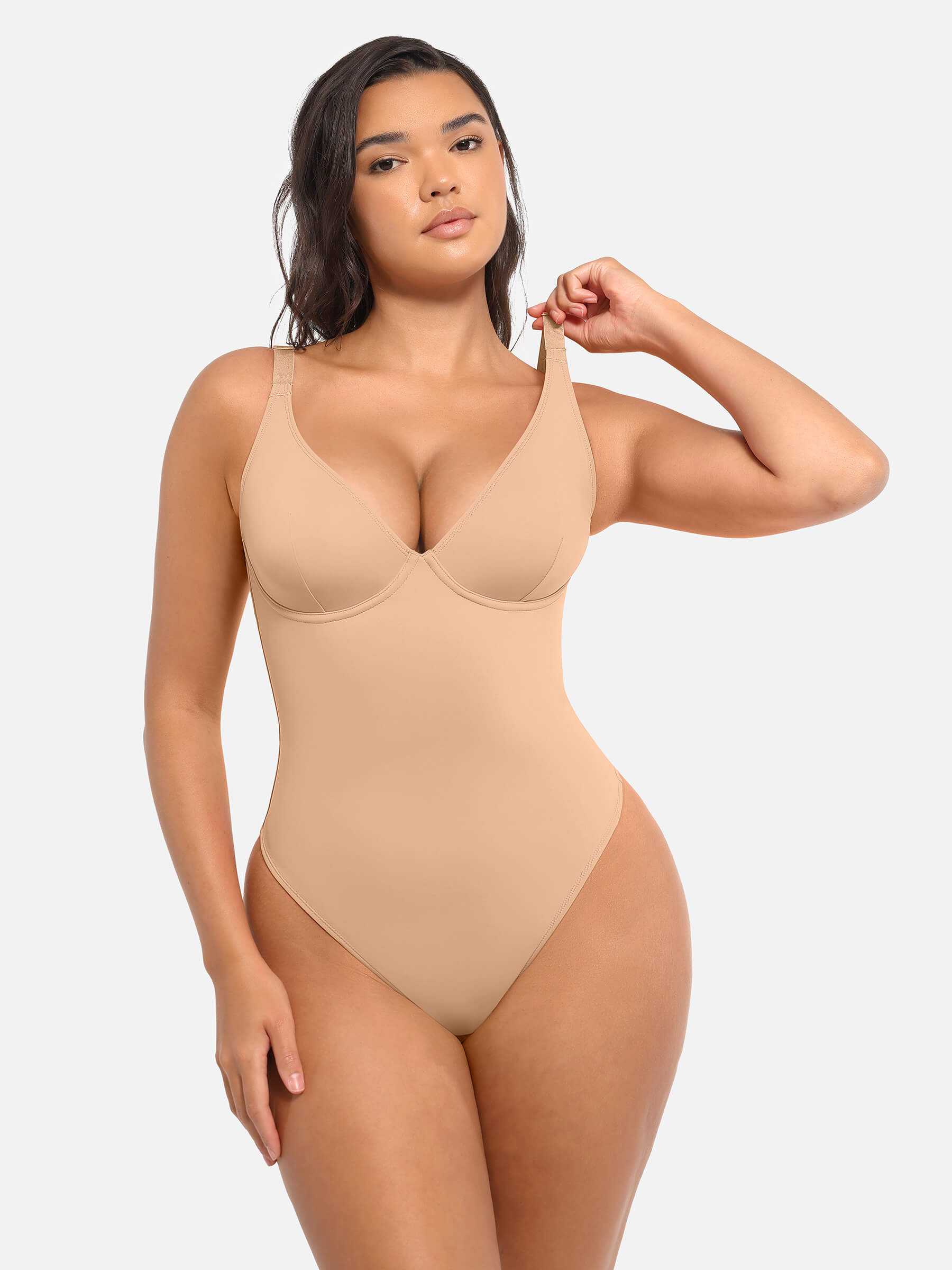 Shapevive Deep V Neck Tummy Control Shapewear Bodysuit