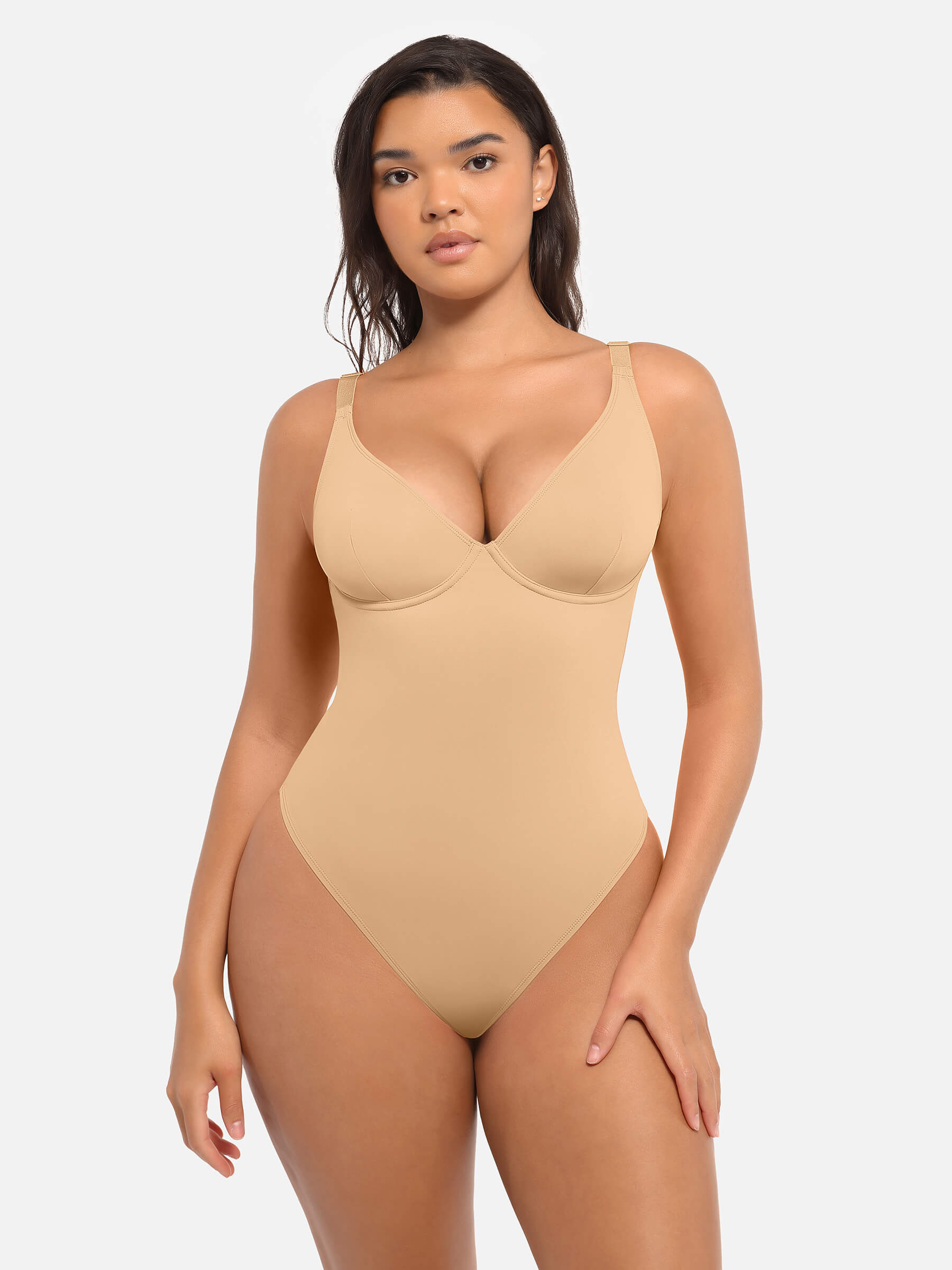 Shapevive Deep V Neck Tummy Control Shapewear Bodysuit